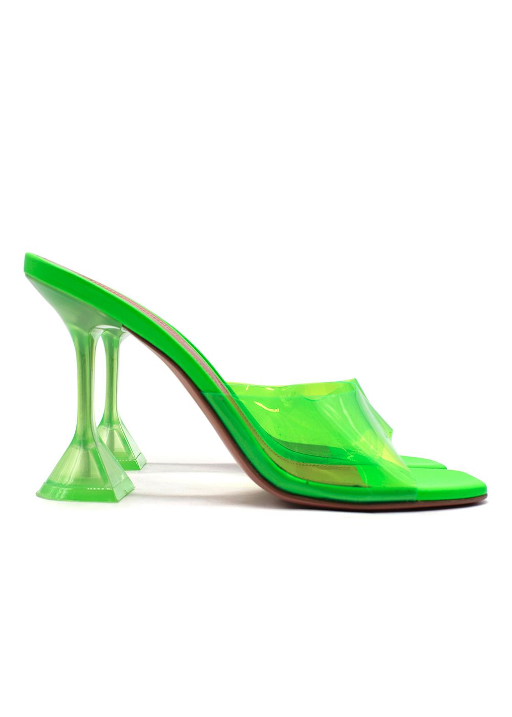 Preowned Amina Muaddi Neon Green Lupita PVC Mules Size 37