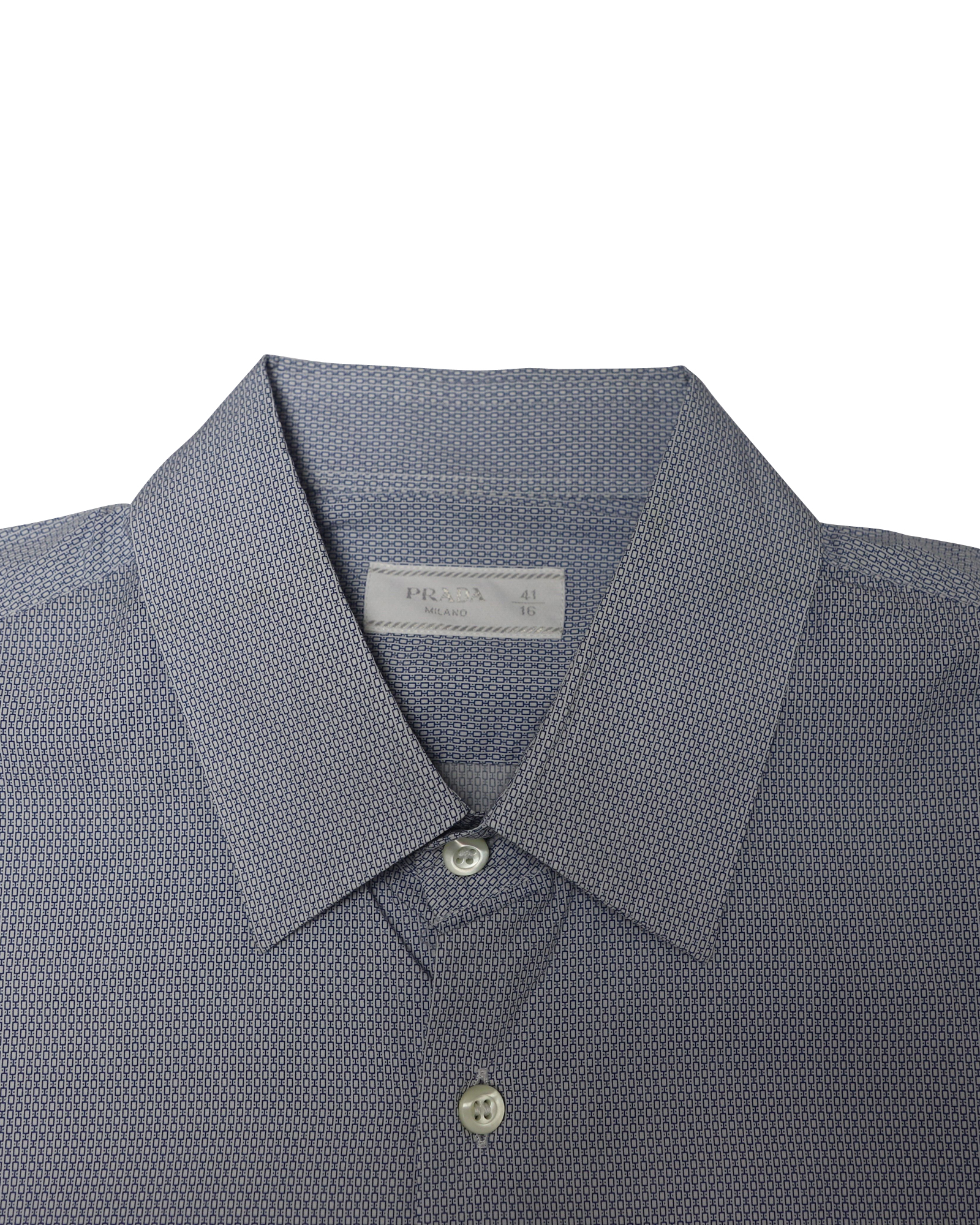 Men's Preowned Prada Blue microprint cotton formal shirt Size 16