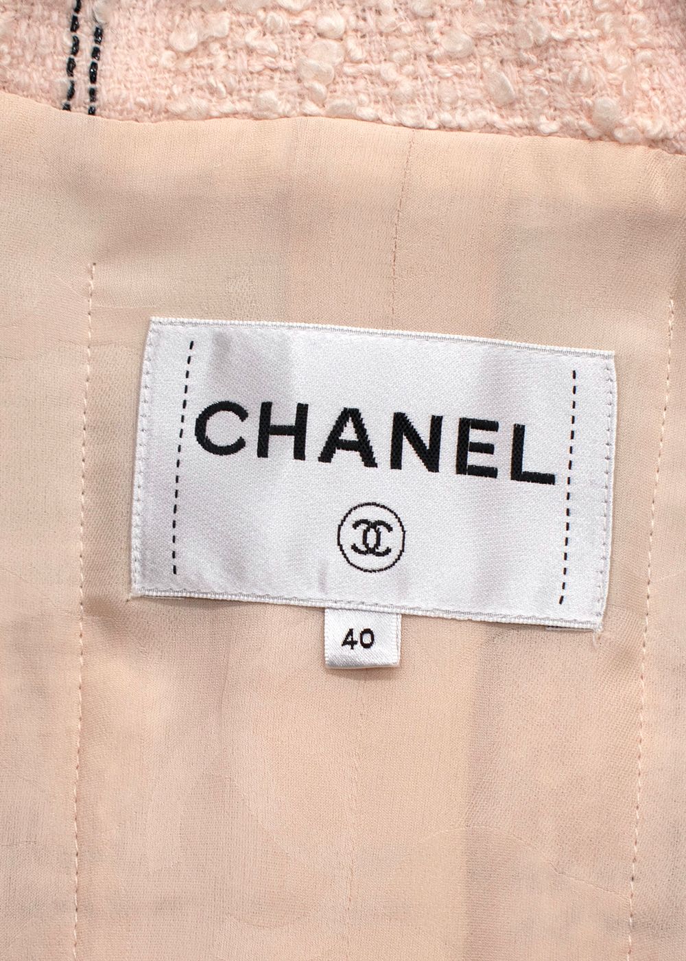 Chanel Pink Boucle Jacket with Silver Foil Detail Size M Pale Pink wool/acrylic/polyester