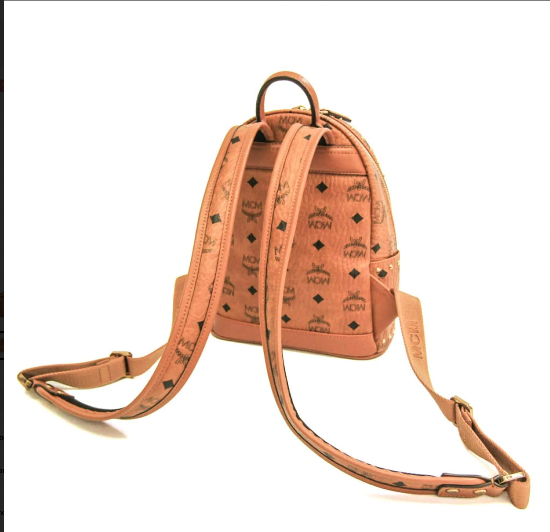 MCM Tan Studded  Leather Backpack brown