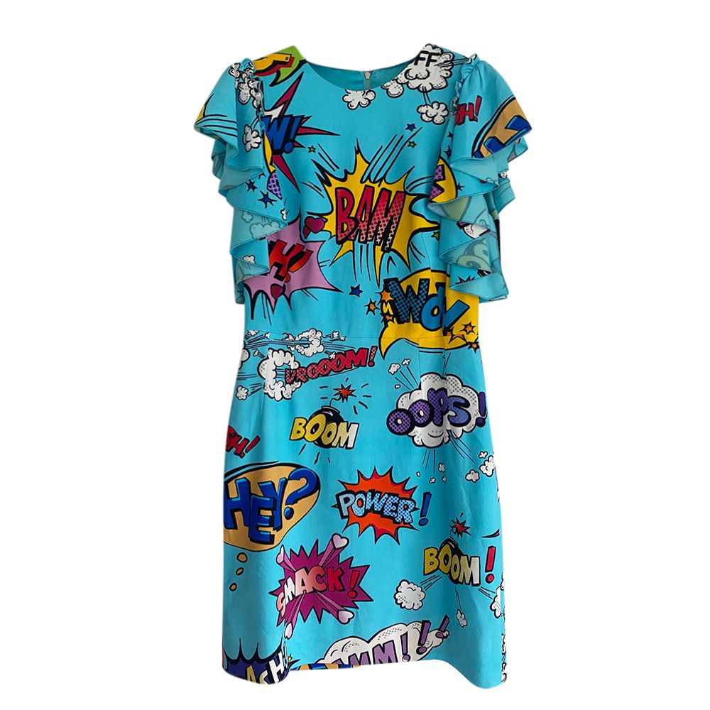 Dolce  Gabbana Pop Art Print Blue Mini Dress Size S viscose