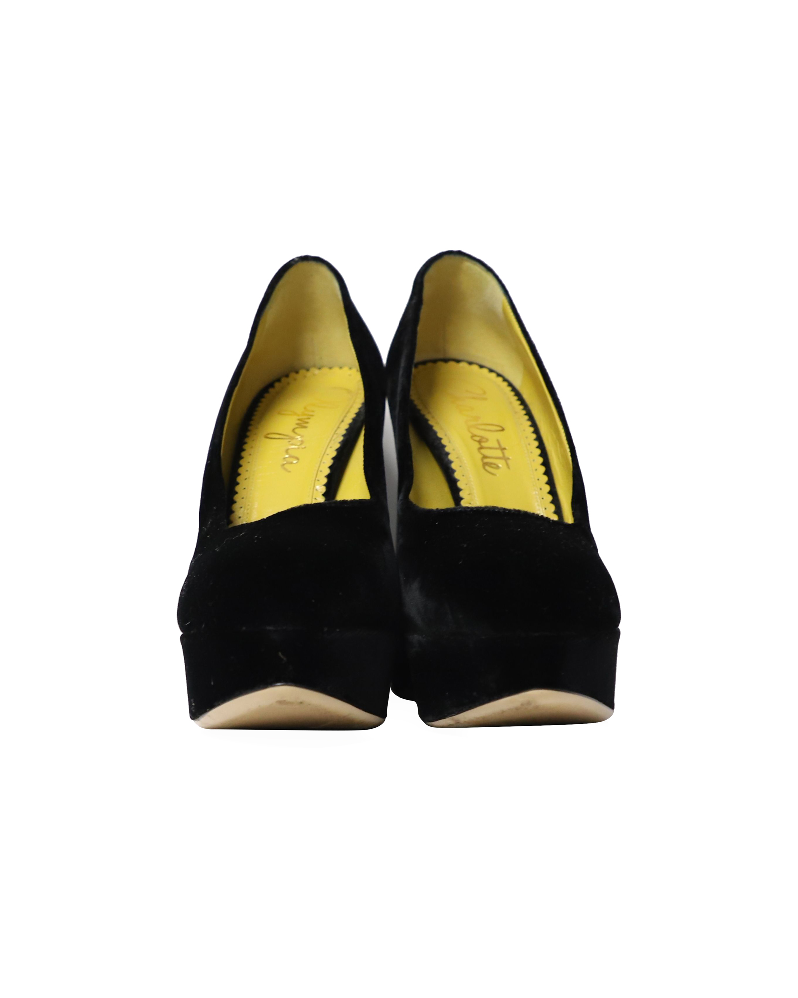 Preowned Charlotte Olympia Chunky Pumps Size 39 black velvet