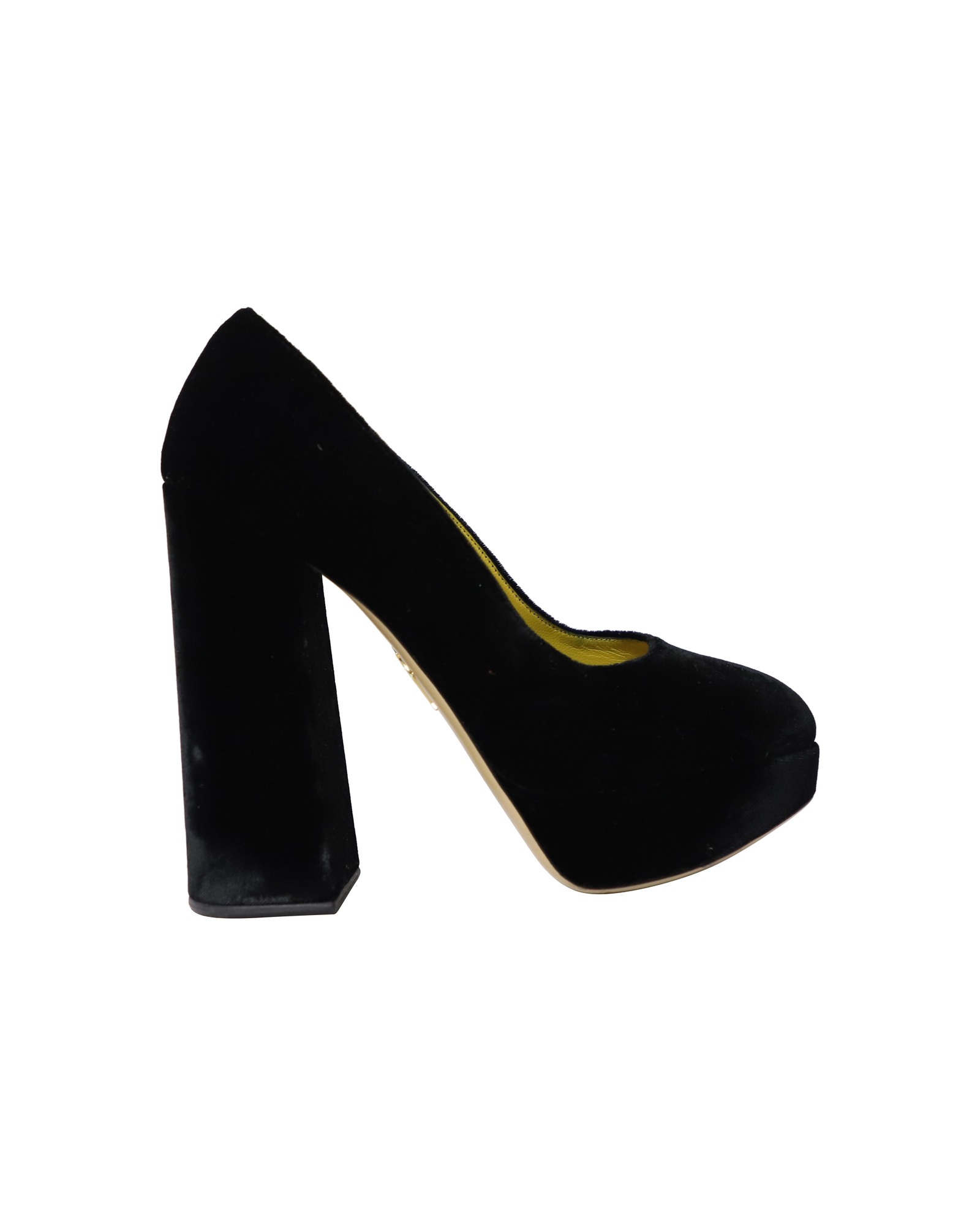 Preowned Charlotte Olympia Chunky Pumps Size 39 black velvet