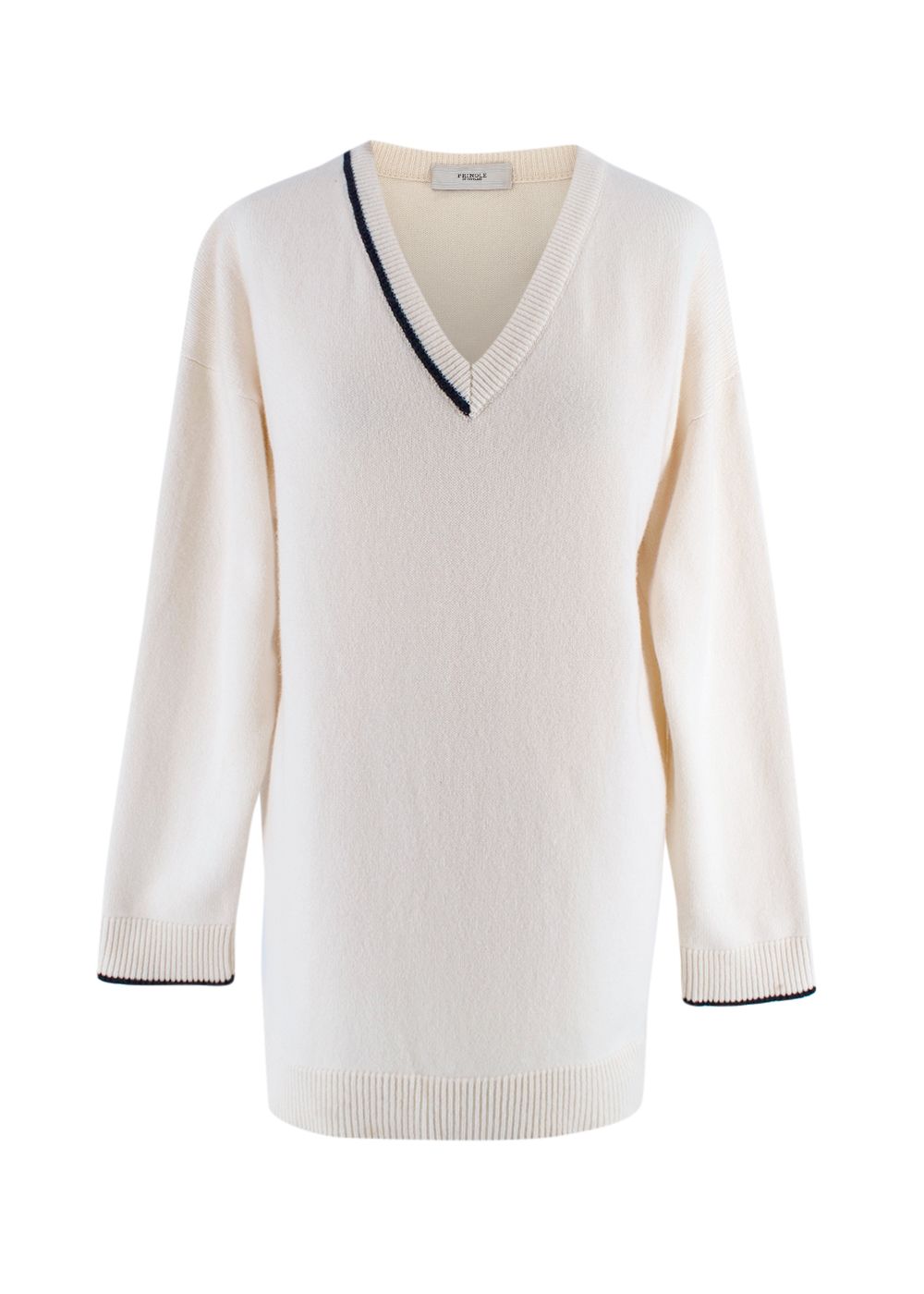 Pringle V-Neck Cream Longline Jumper Size S Creme cashmere