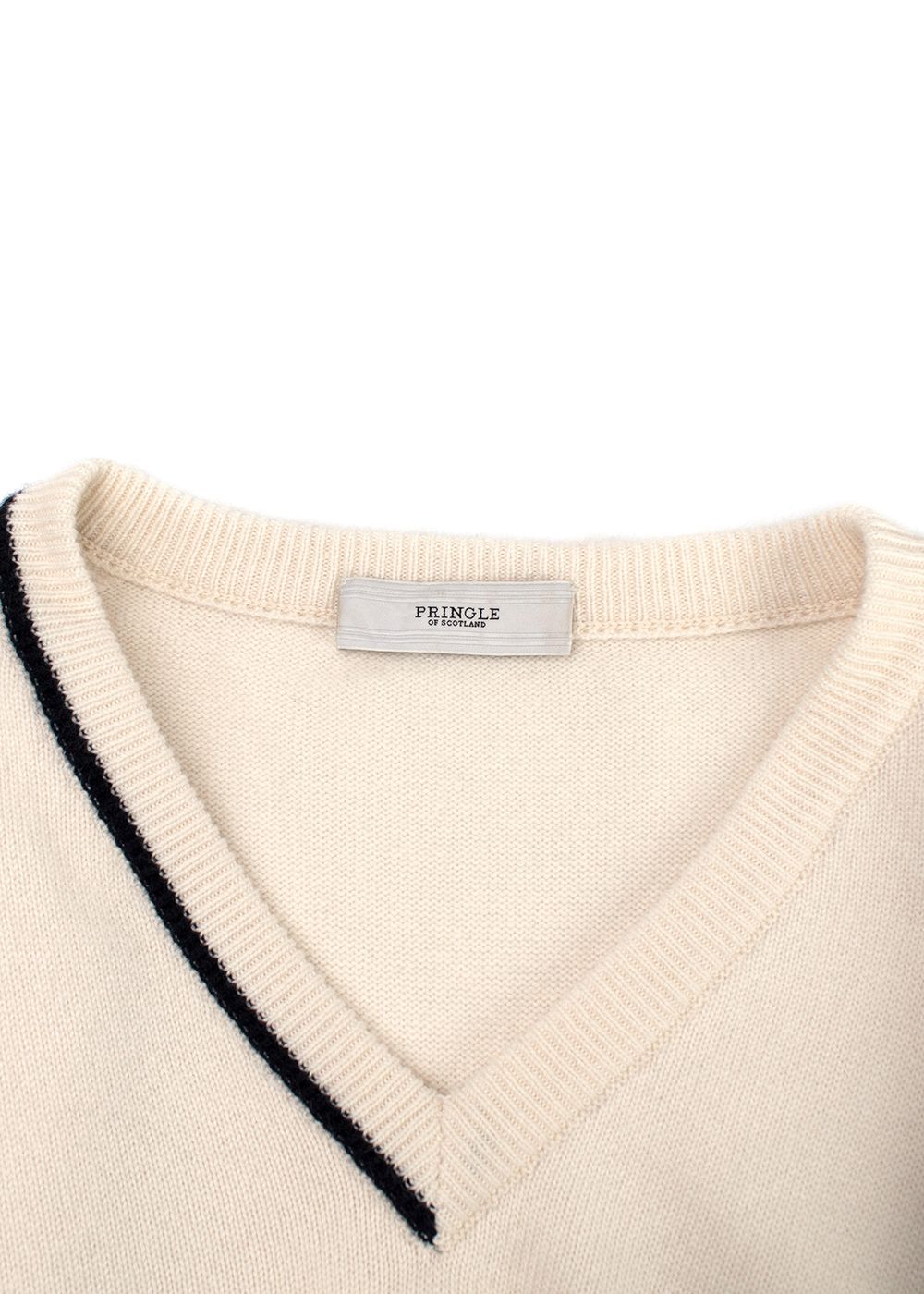 Pringle V-Neck Cream Longline Jumper Size S Creme cashmere