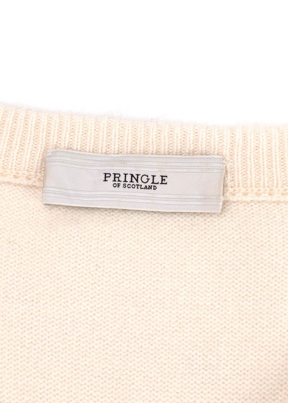 Pringle V-Neck Cream Longline Jumper Size S Creme cashmere