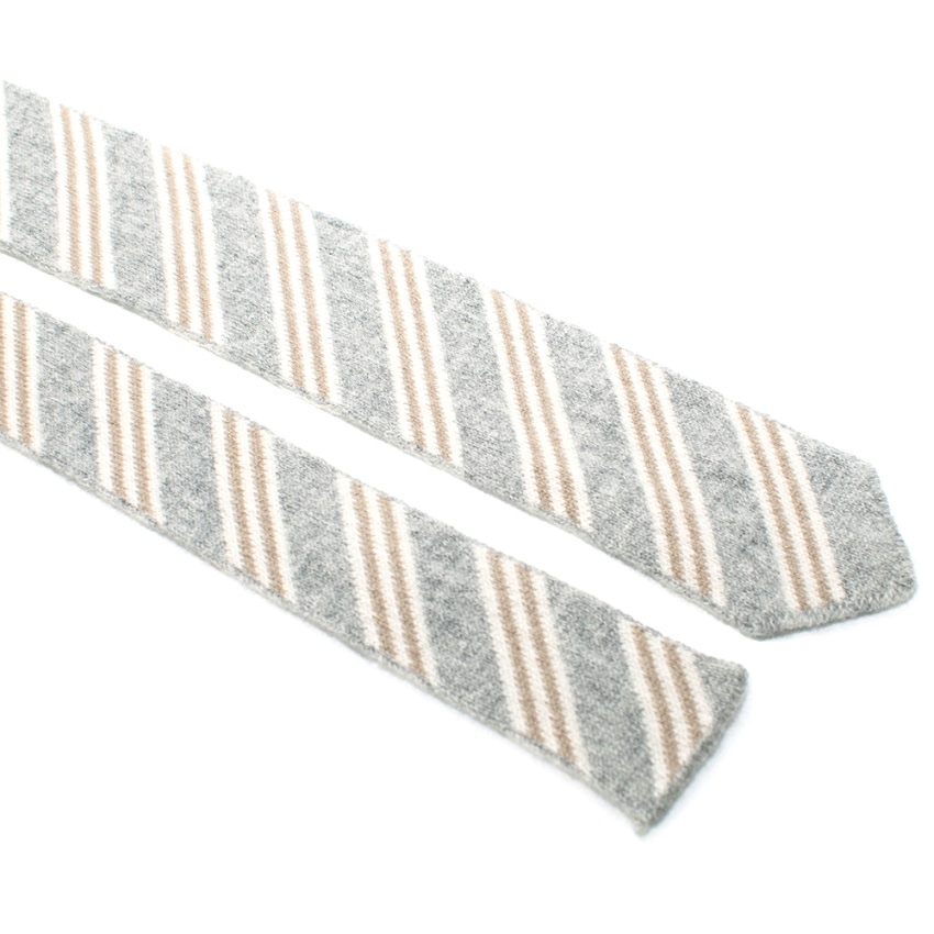 Men's Eddy Monetti Grey Striped Cashmere Tie Multi-Coloured / Stripes