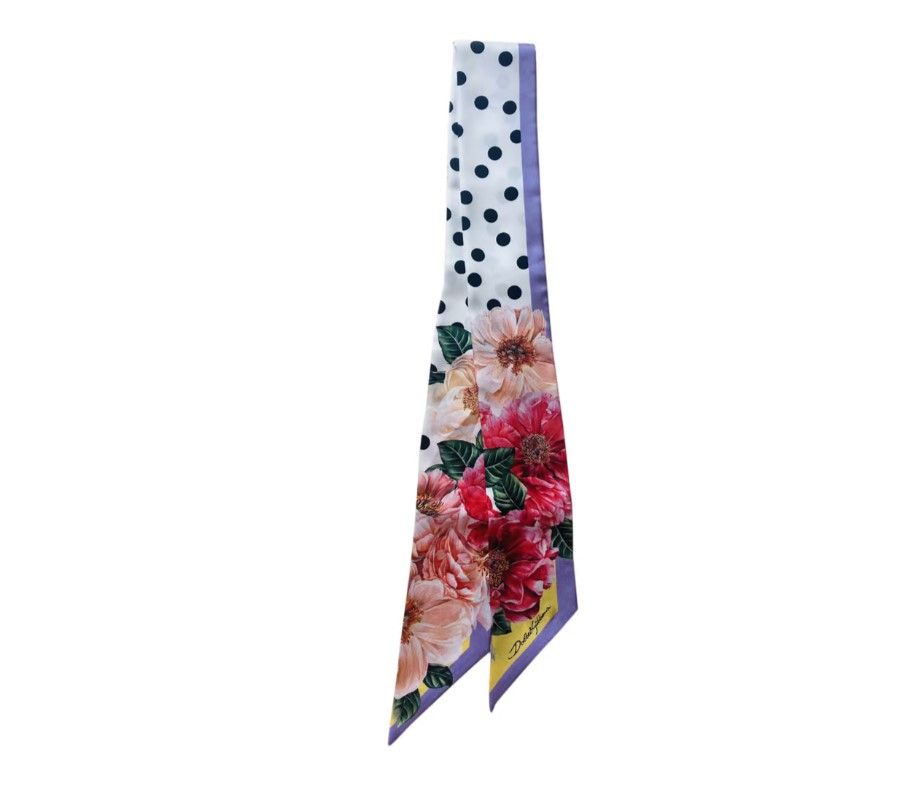 Dolce  Gabbana Floral Print Mini Silk Scarf Multicolour