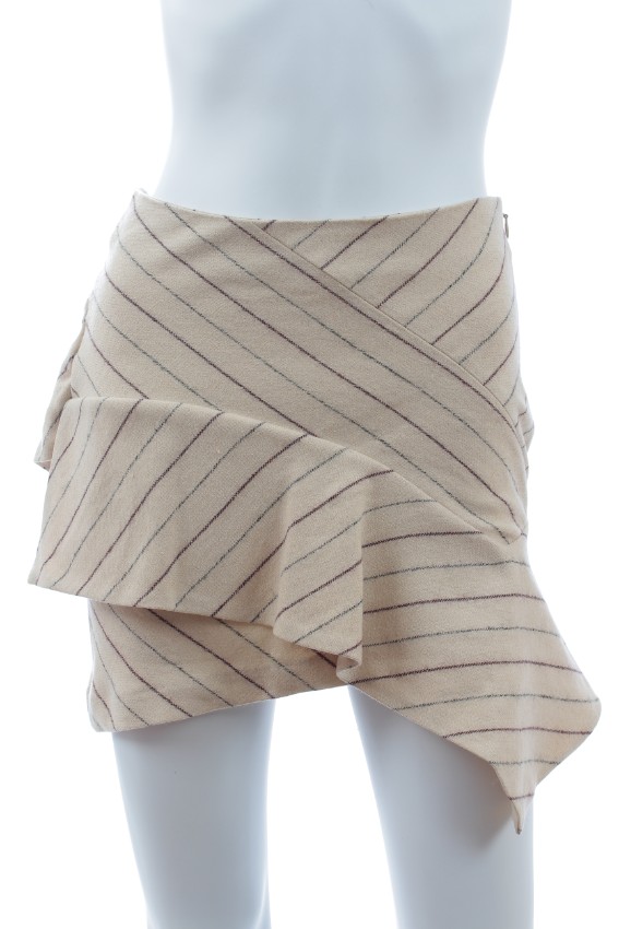 Isabel Marant Ecru Striped Wool Blend Kimura Skirt Size XXS Cream cotton