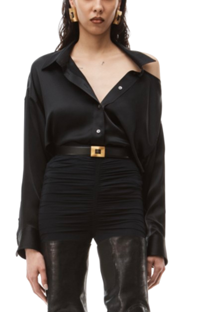 Preowned Alexander Wang Black Silk Cut Out Shirt Size S