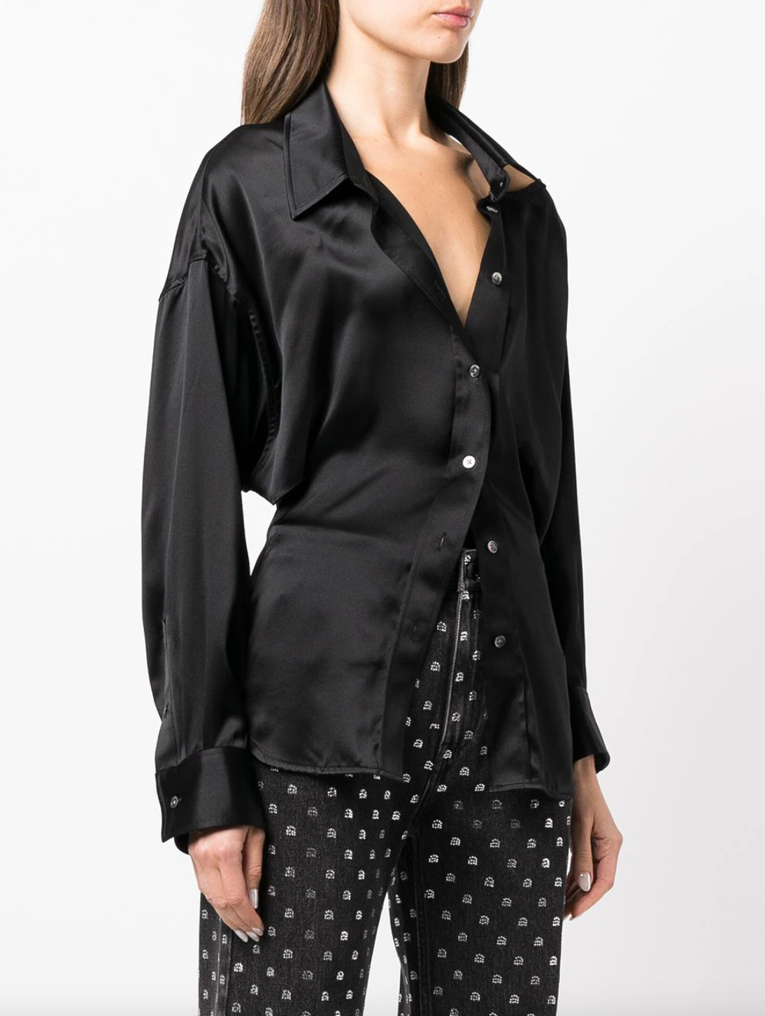 Preowned Alexander Wang Black Silk Cut Out Shirt Size S