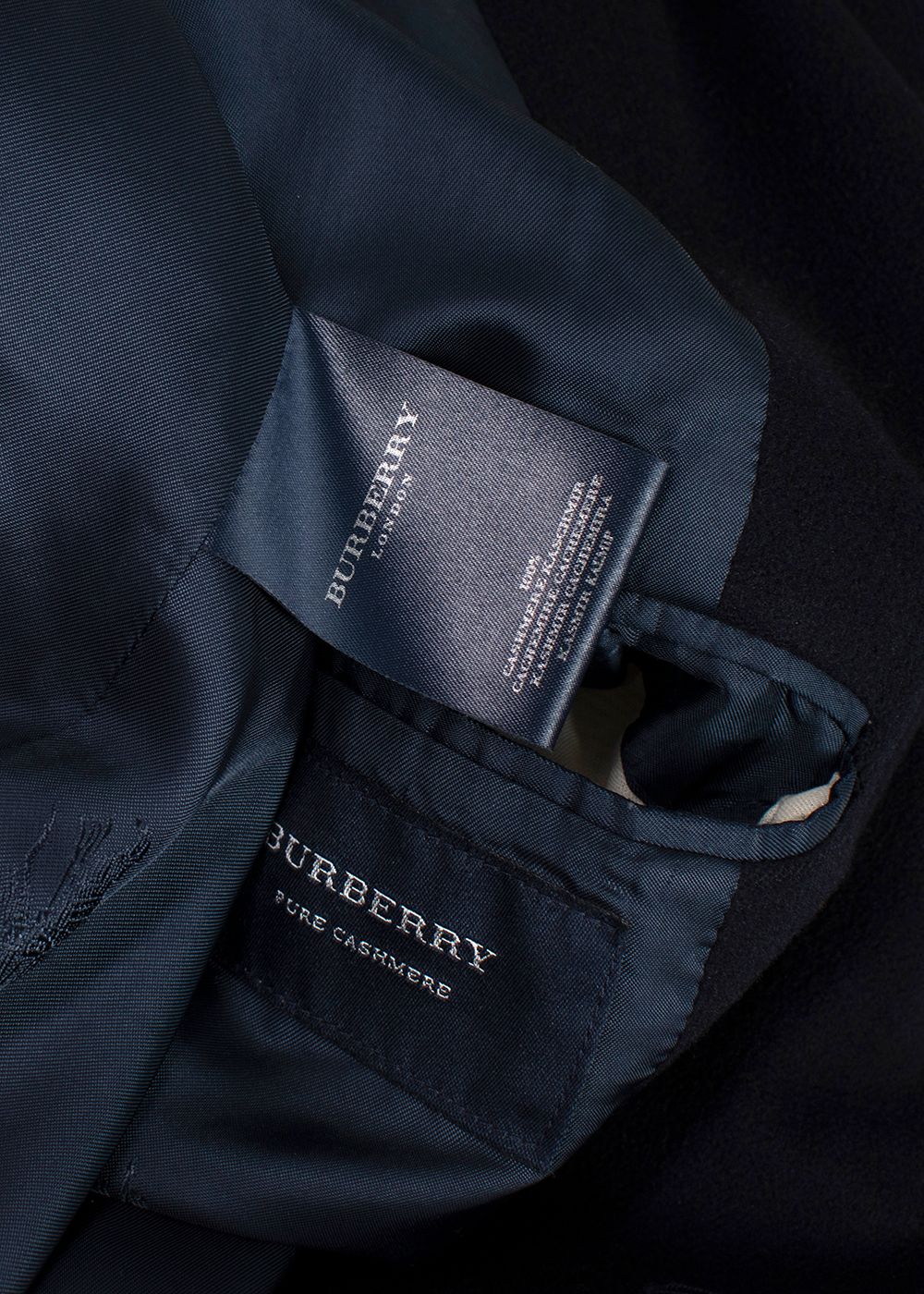 Men's Burberry Navy Single Breasted Pure Cashmere Coat Size L