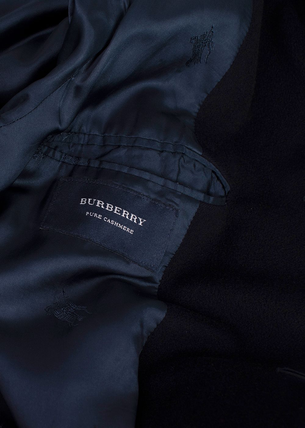 Men's Burberry Navy Single Breasted Pure Cashmere Coat Size L