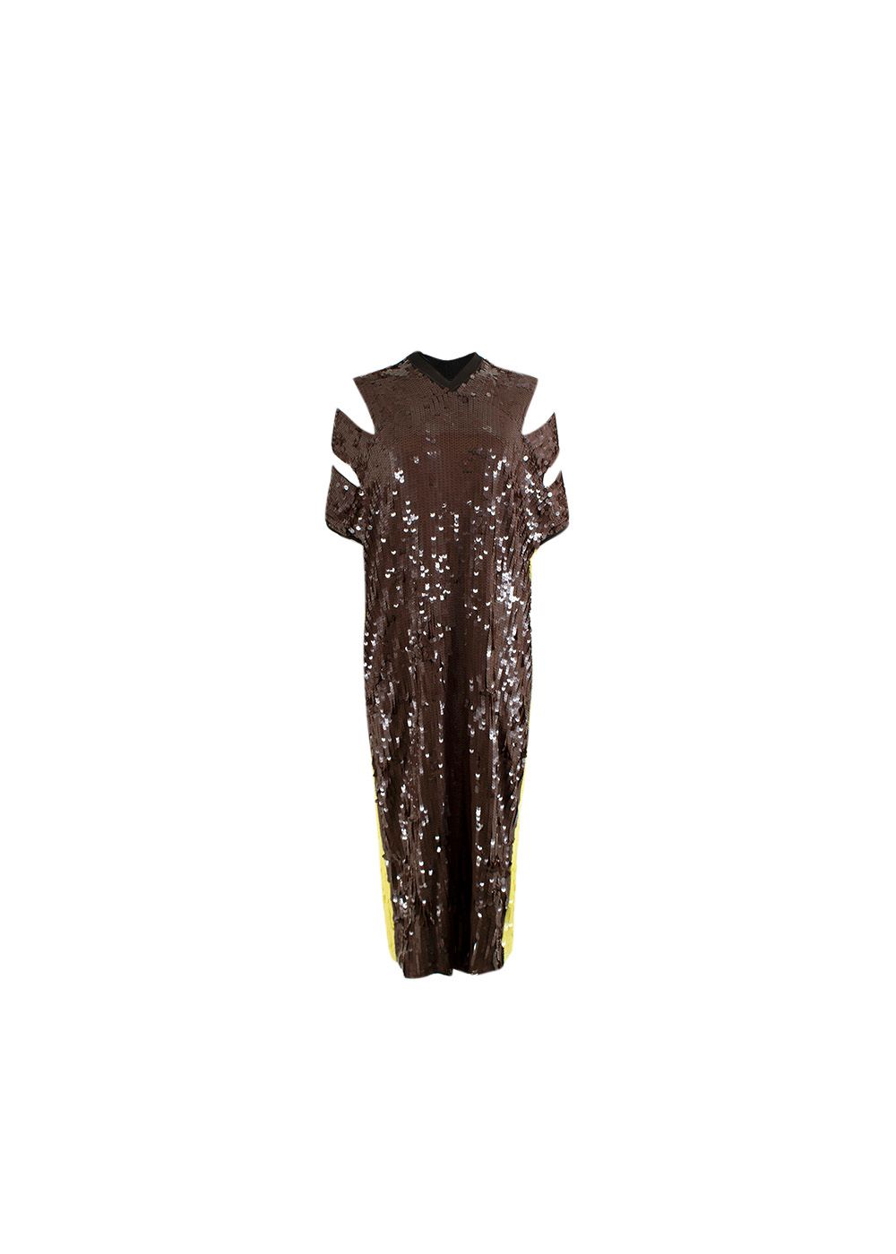 Bottega Veneta Brown  Green Sequin Runway Dress Size S Brown and Green viscose