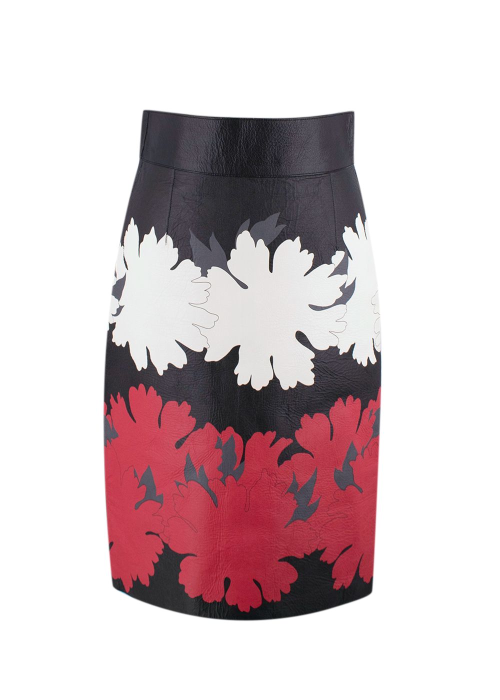 Preowned Alexander McQueen Black Floral Leather Skirt Size XS