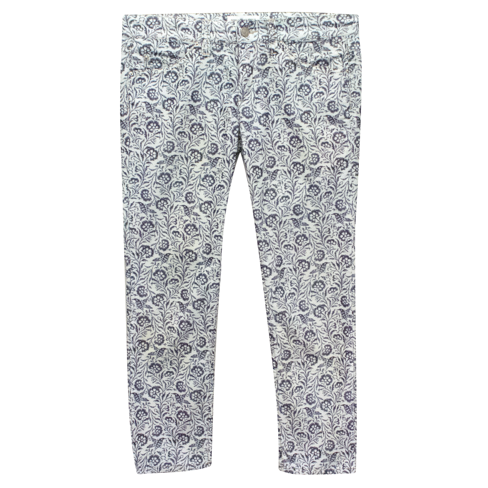 Preowned Isabel Marant Etoile White And Purple Floral Patterned Trousers Size S Floral / Patterned cotton