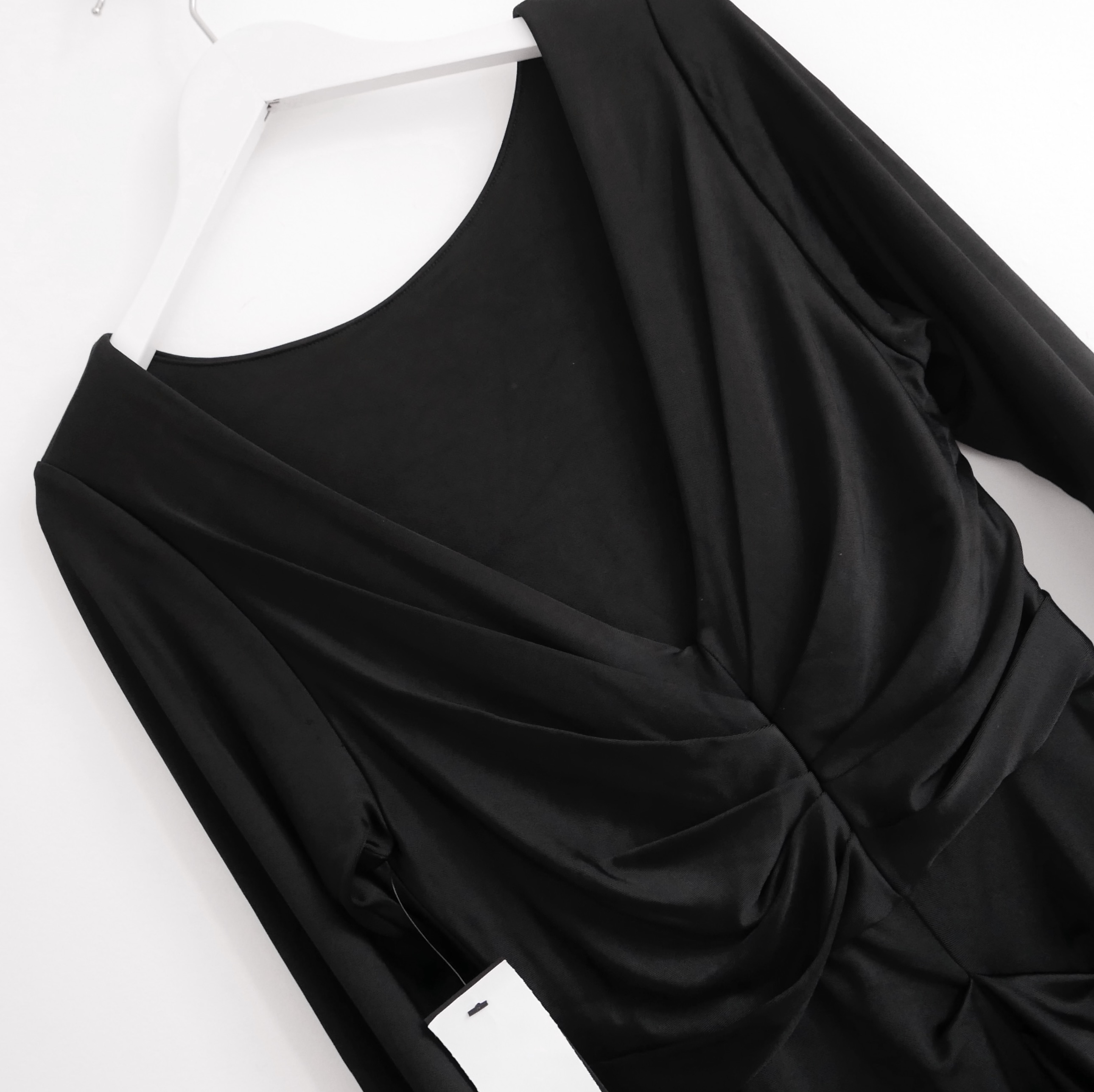 Dries Van Noten Black Draped Midi Dress Size XS viscose