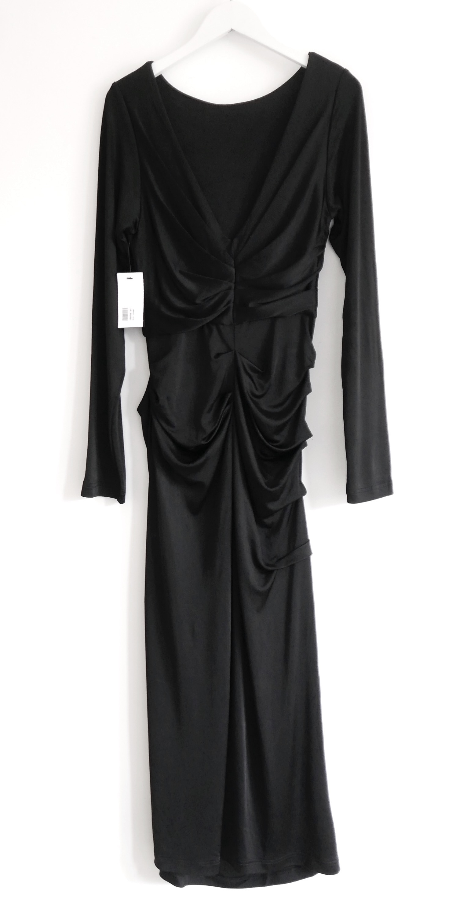 Dries Van Noten Black Draped Midi Dress Size XS viscose