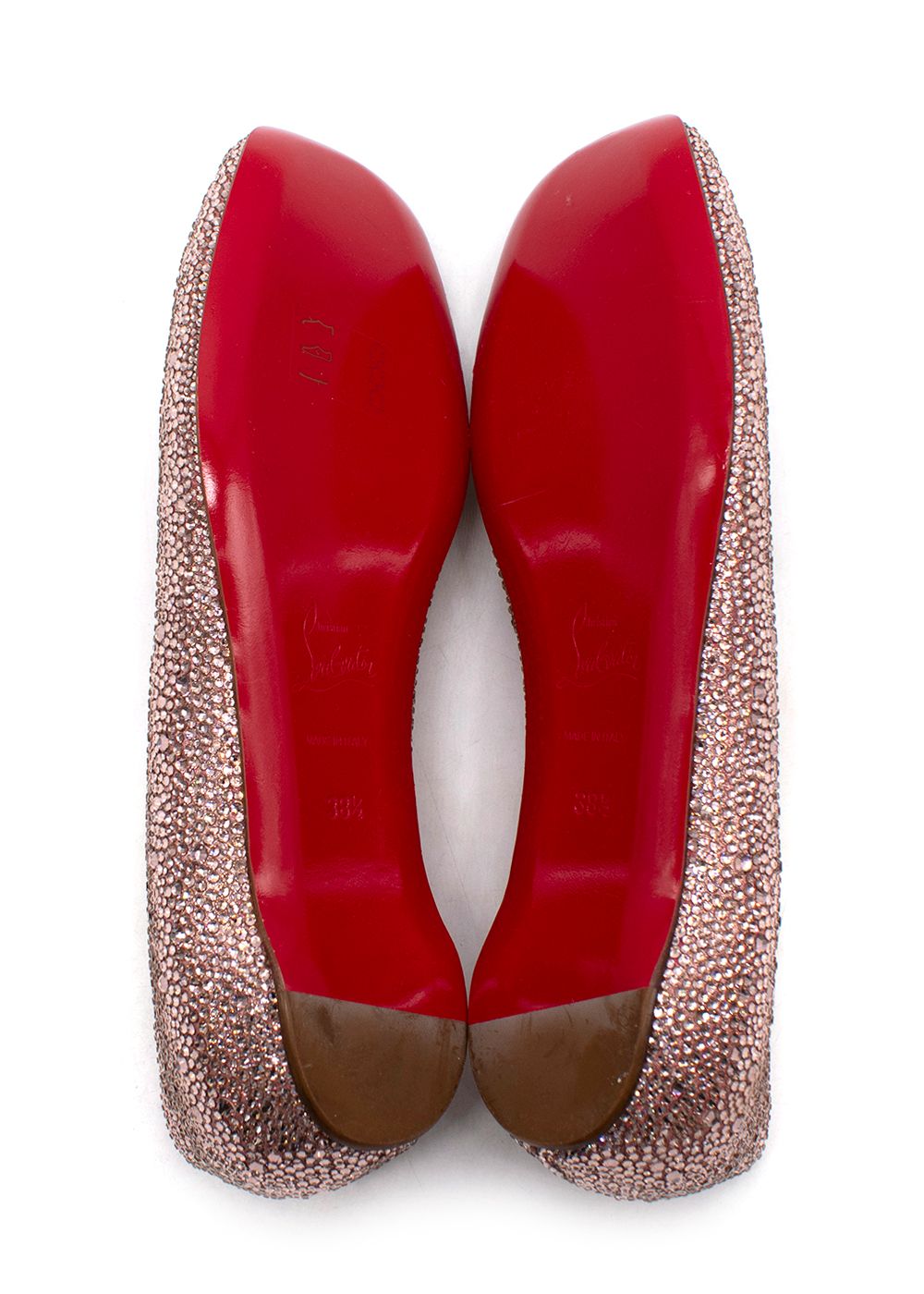 Christian Louboutin Pink Crystal Embellished Ballet Flats Size 385 leather