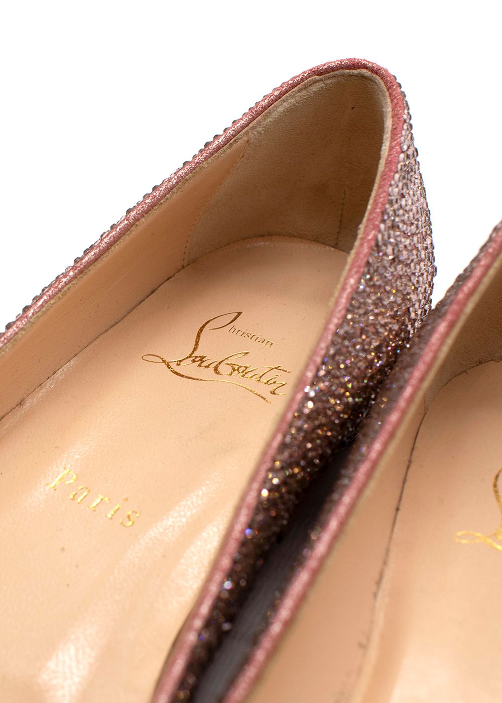 Christian Louboutin Pink Crystal Embellished Ballet Flats Size 385 leather