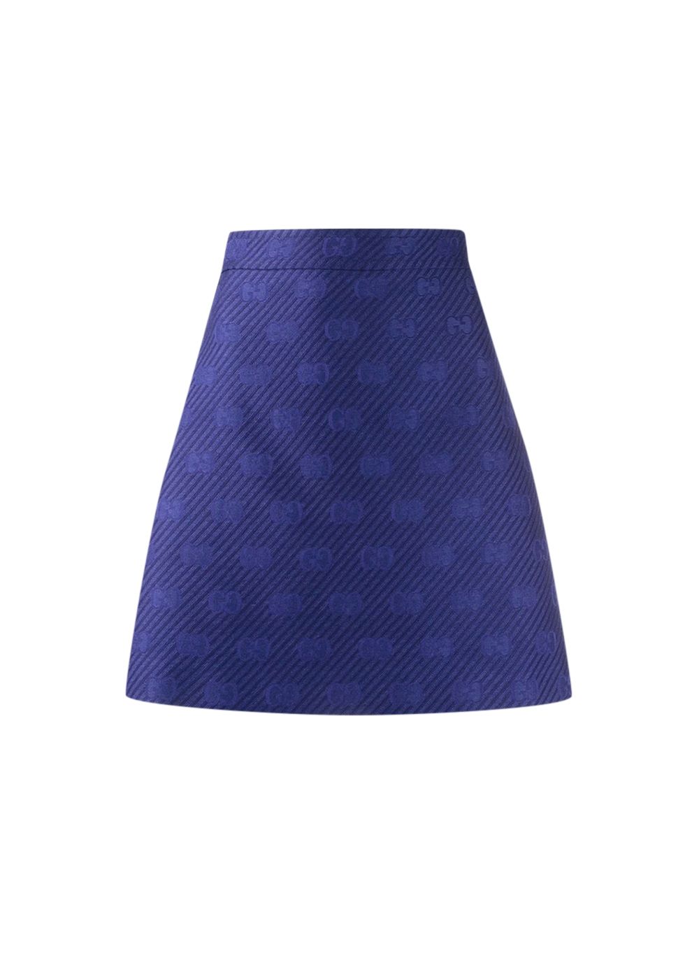 Gucci Diagonal Stripe GG A-Line Skirt Size M Dark blue silk