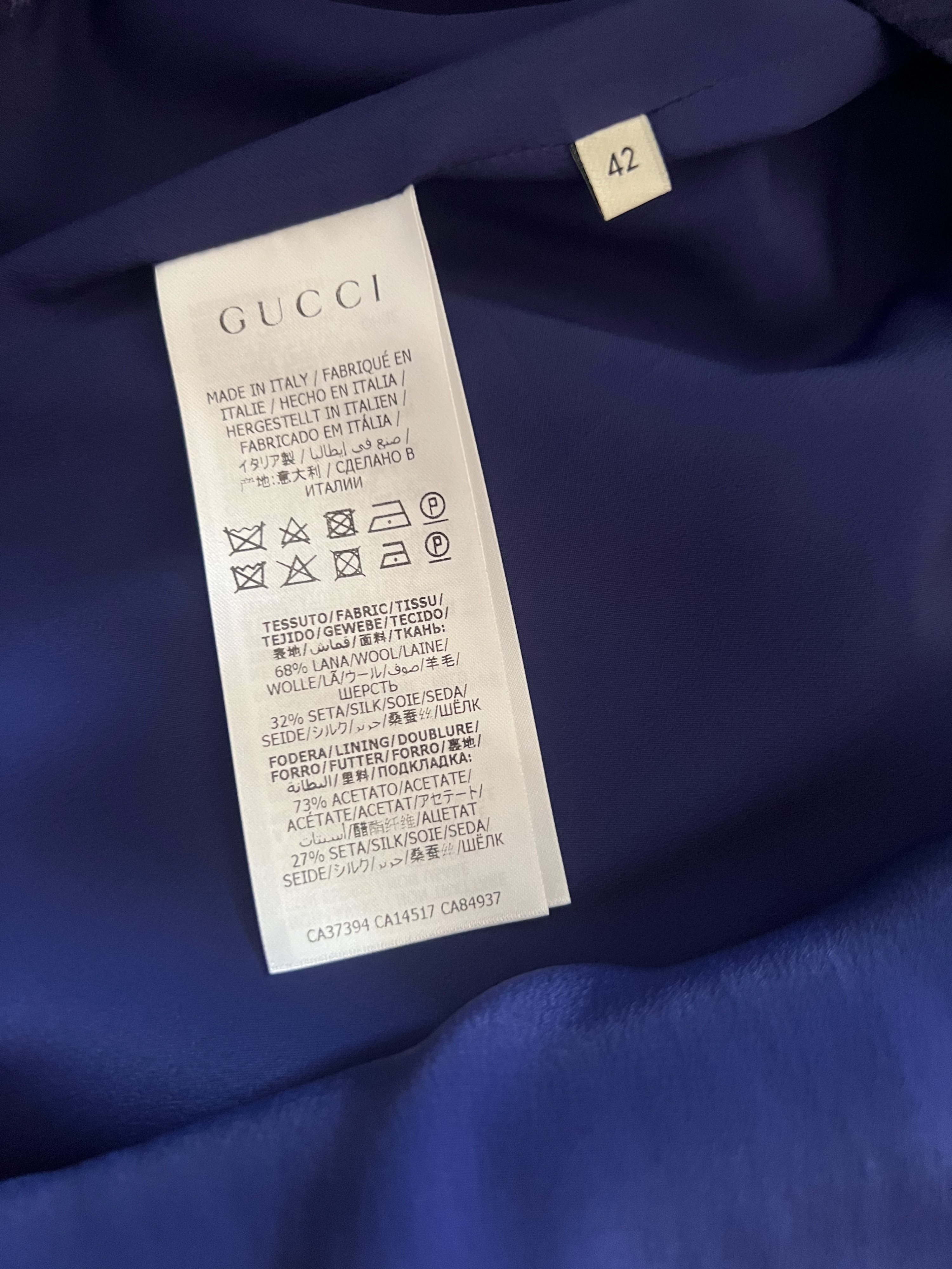 Gucci Diagonal Stripe GG A-Line Skirt Size M Dark blue silk