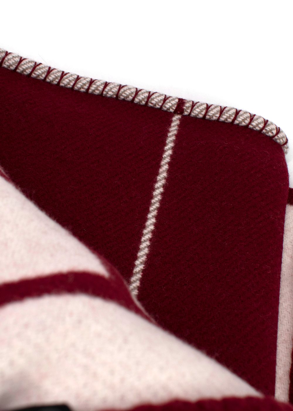 Men's Hermes Écru and Rouge Cashmere and Merino Wool Avalon III Throw Blanket burgundy beige merinos wool/cashmere