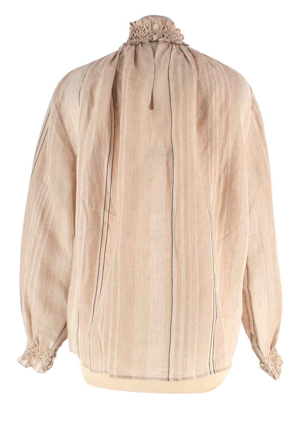 Dior Beige Linen Blend Striped Blouse Size XS silk