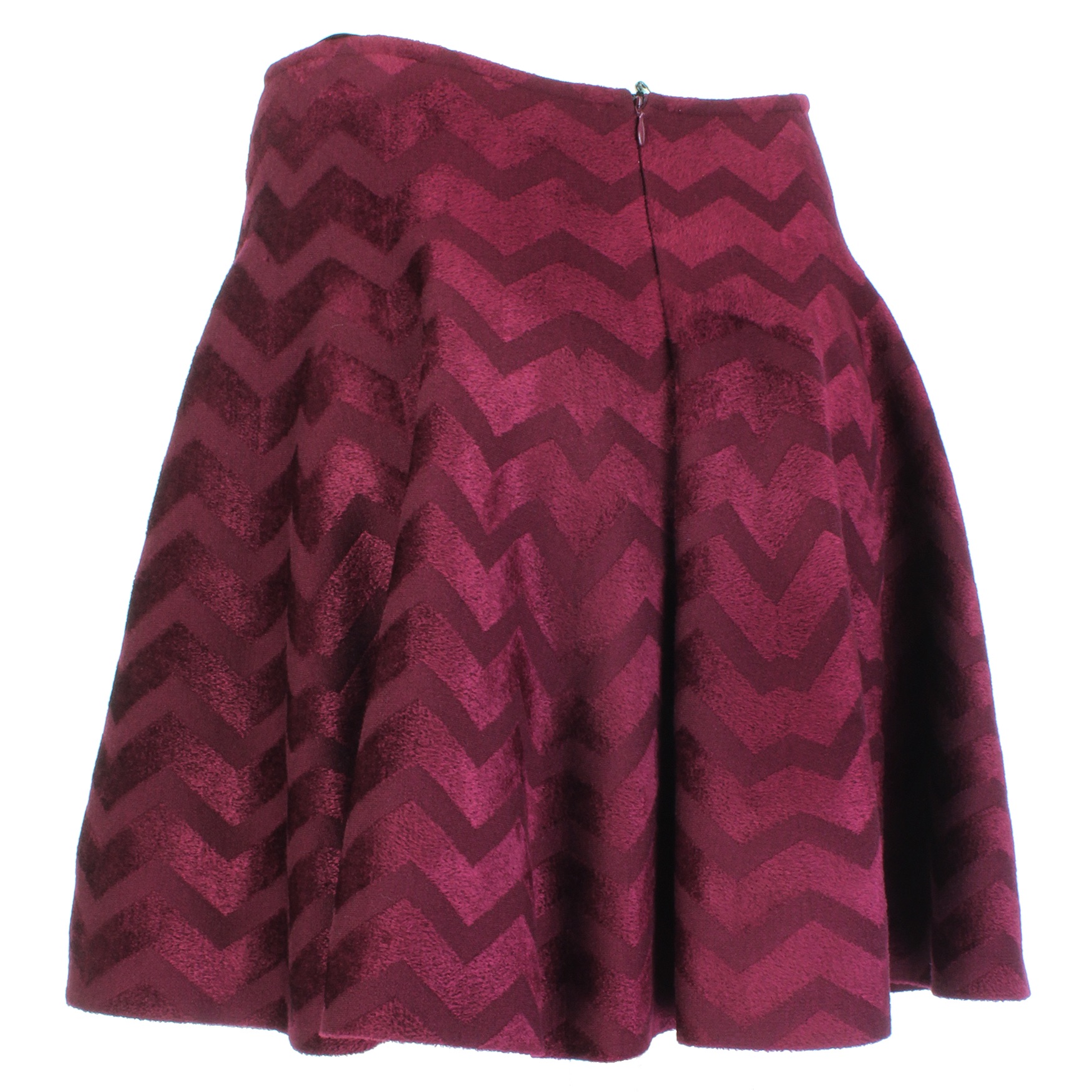 Alaia Burgundy Claret Chevron Skater Skirt Size XL