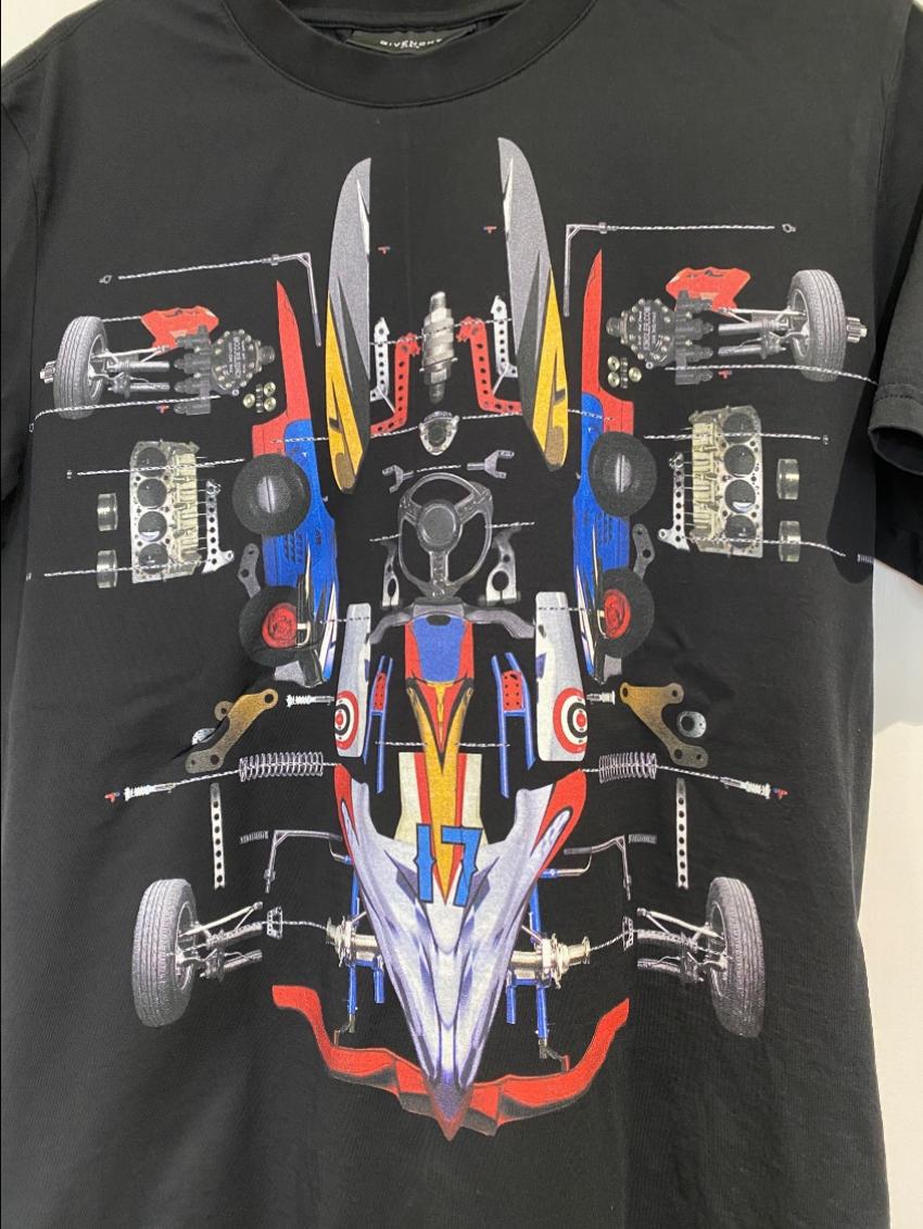 Men's Preowned Givenchy Black Racing Print T-Shirt Size S cotton