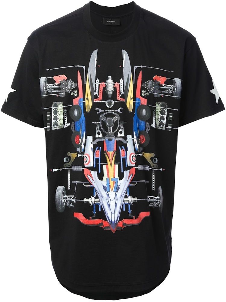 Men's Preowned Givenchy Black Racing Print T-Shirt Size S cotton