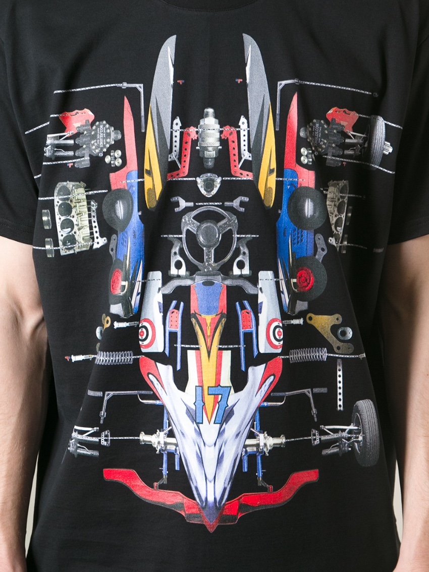 Men's Preowned Givenchy Black Racing Print T-Shirt Size S cotton