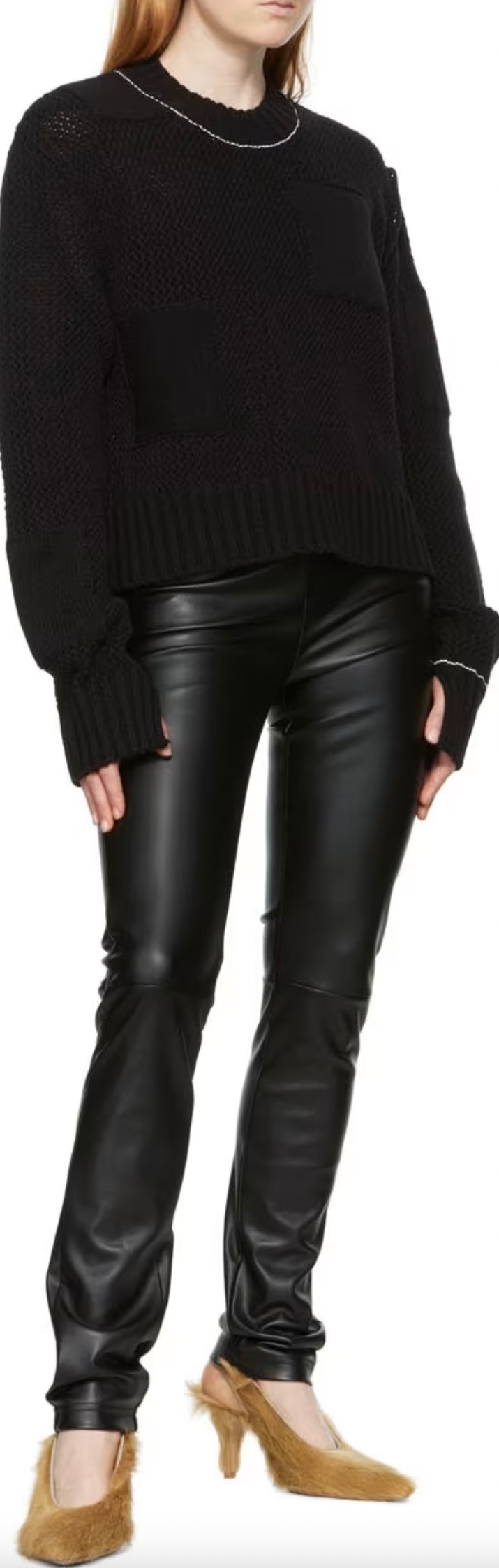 Maison Margiela MM6 Faux Leather Leggings Size S black polyester