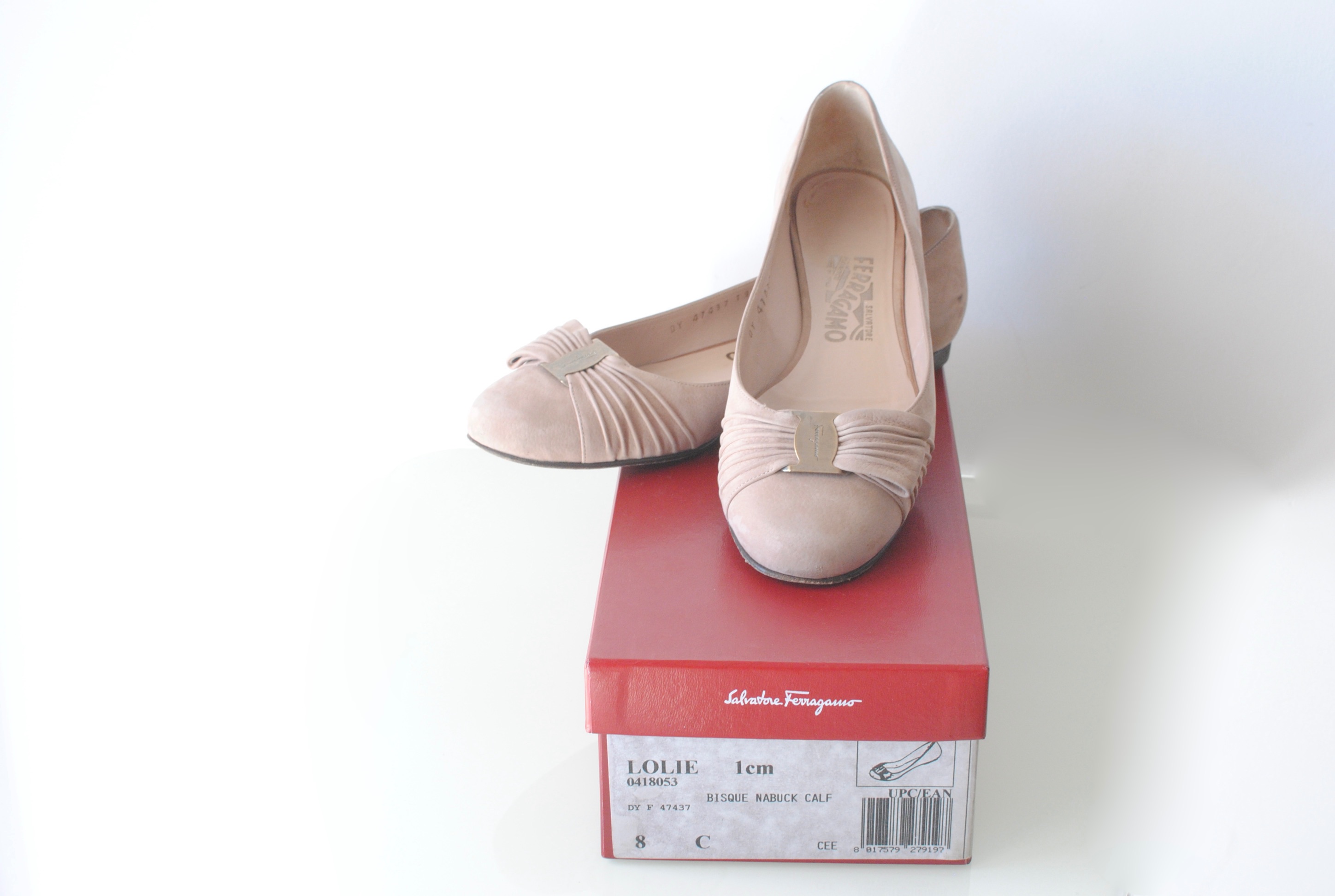 Preowned Salvatore Ferragamo Suede Ballerinas Size 39 nude leather