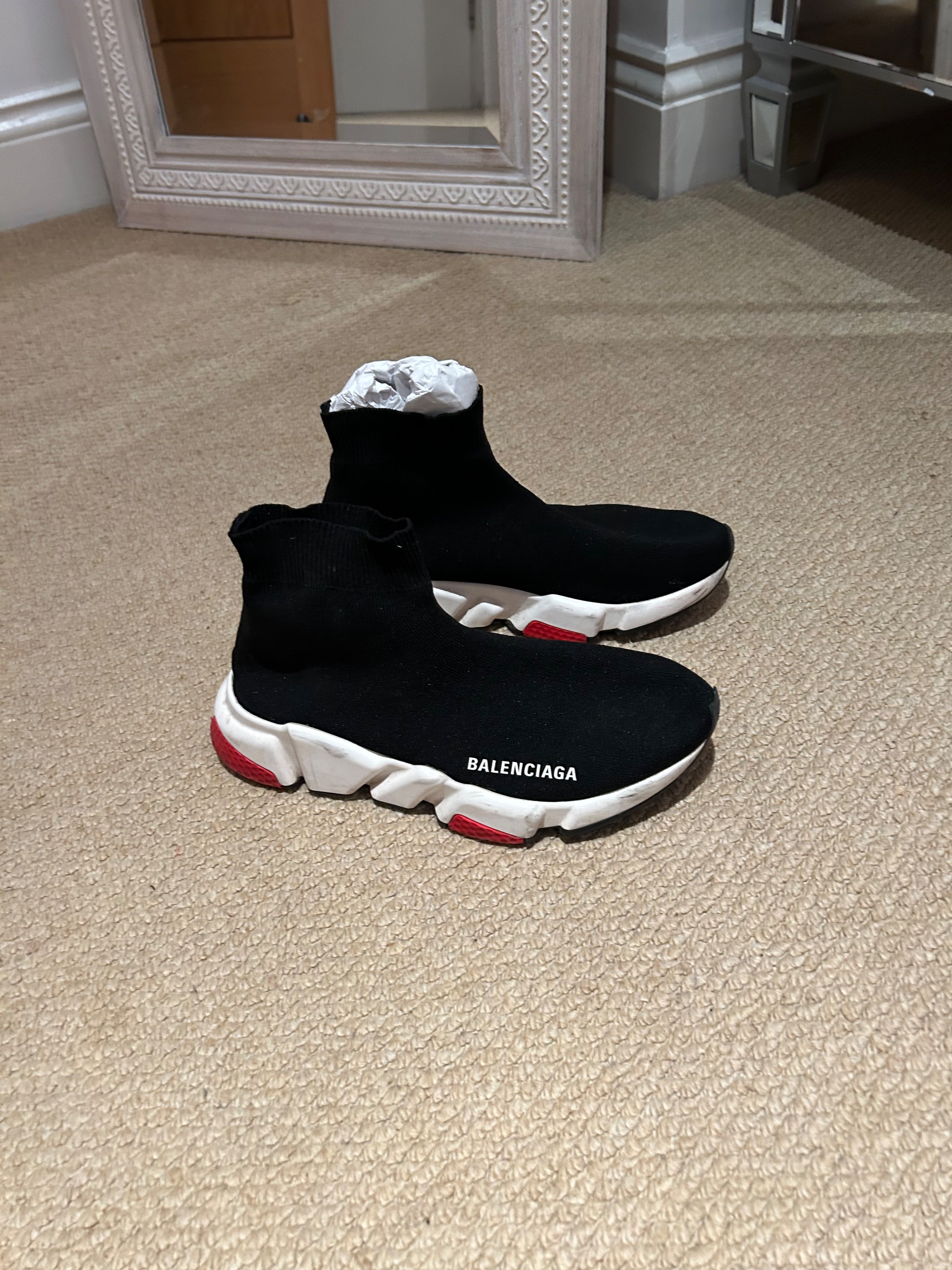 Preowned Balenciaga Black Speed Sock Trainers Size 38