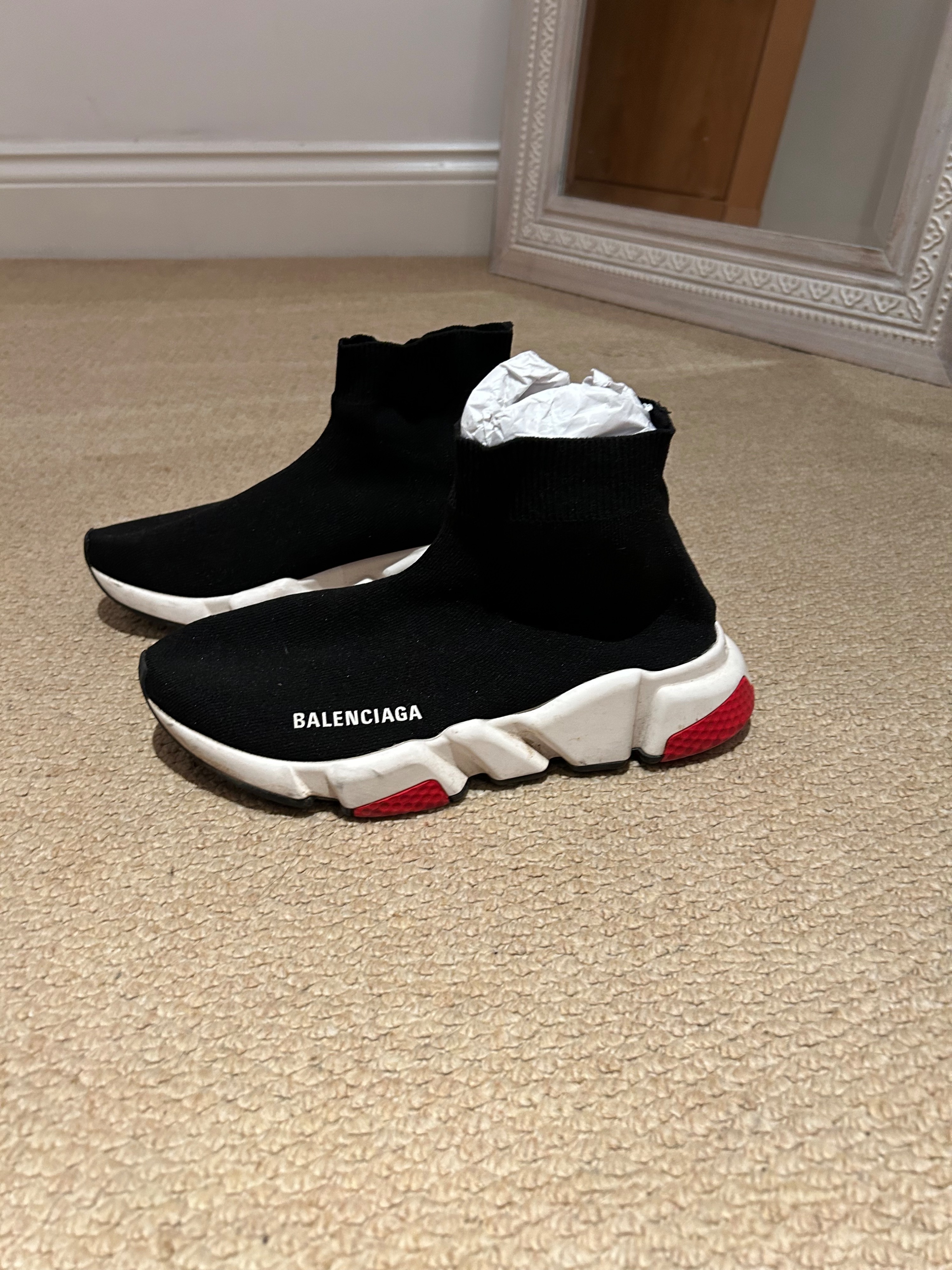 Preowned Balenciaga Black Speed Sock Trainers Size 38