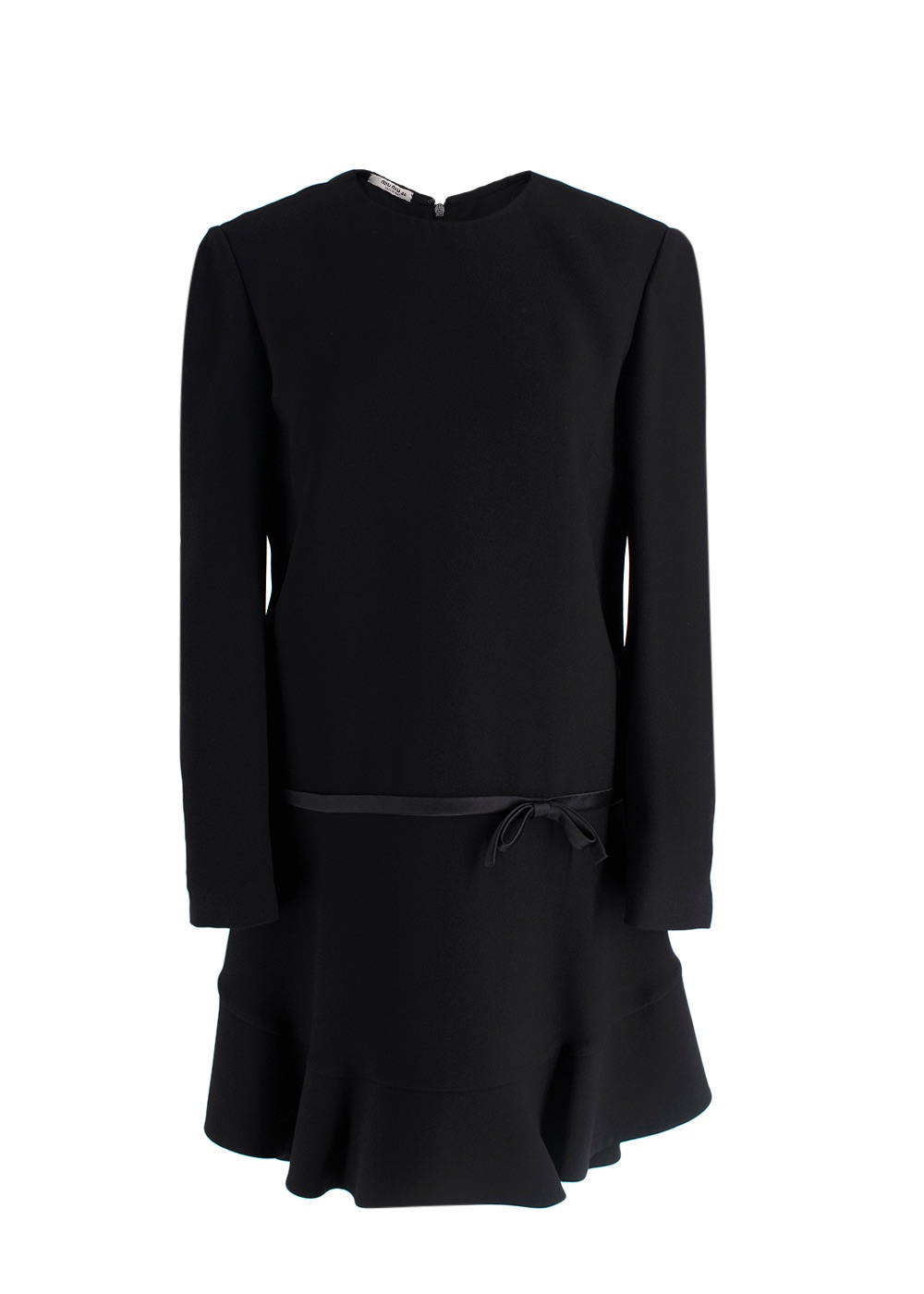 Miu Miu Black Long Sleeve Bow Detail Mini Dress Size XS polyester