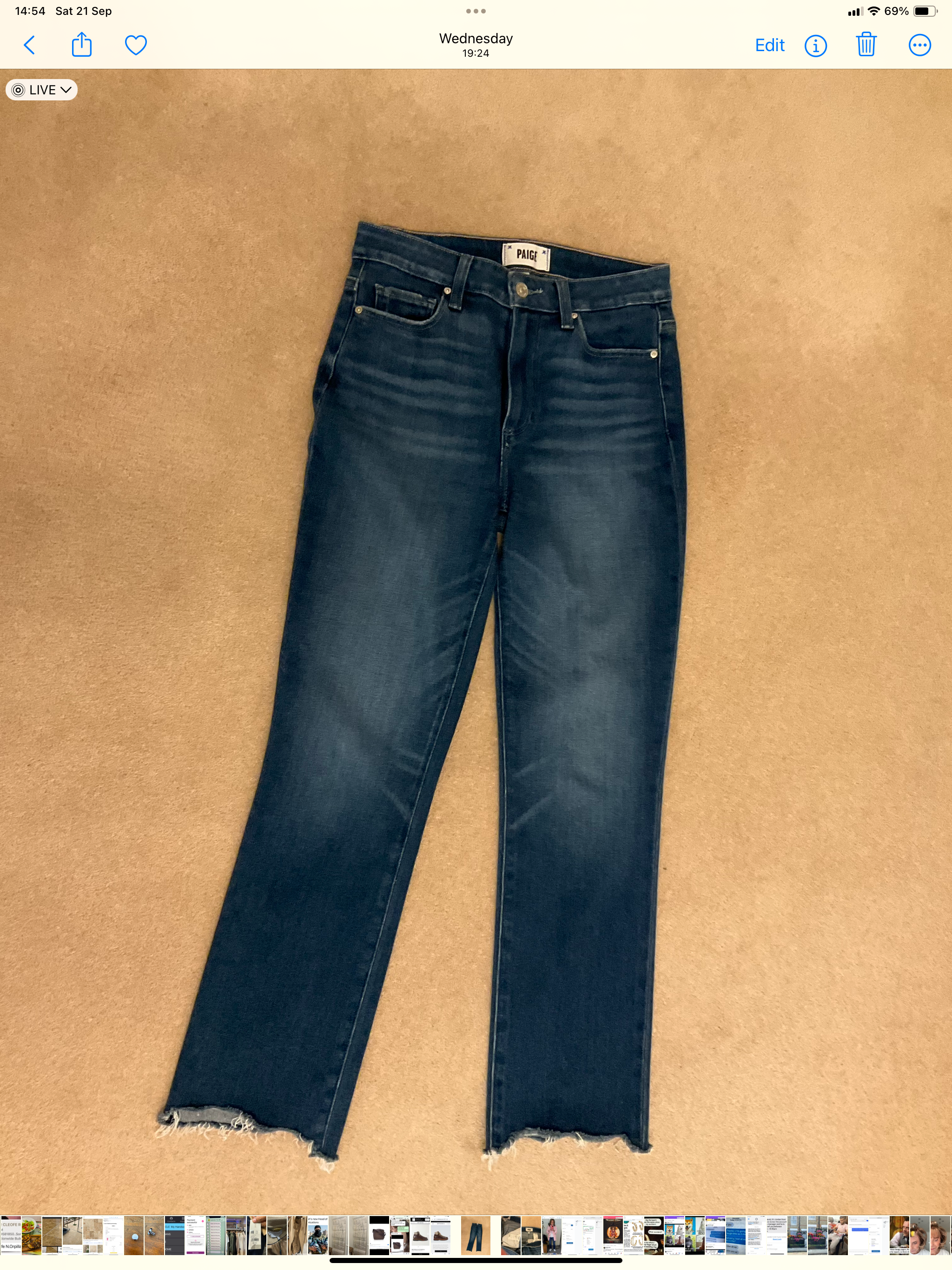 Paige High Waisted Cindy Jeans Size 27/69 Mid blue denim wash cotton/polyester/spandex