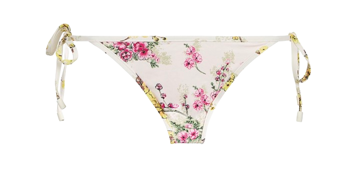 Zimmermann Floral Jude Frill Bikini Bottom Size M ivory pink green polyester