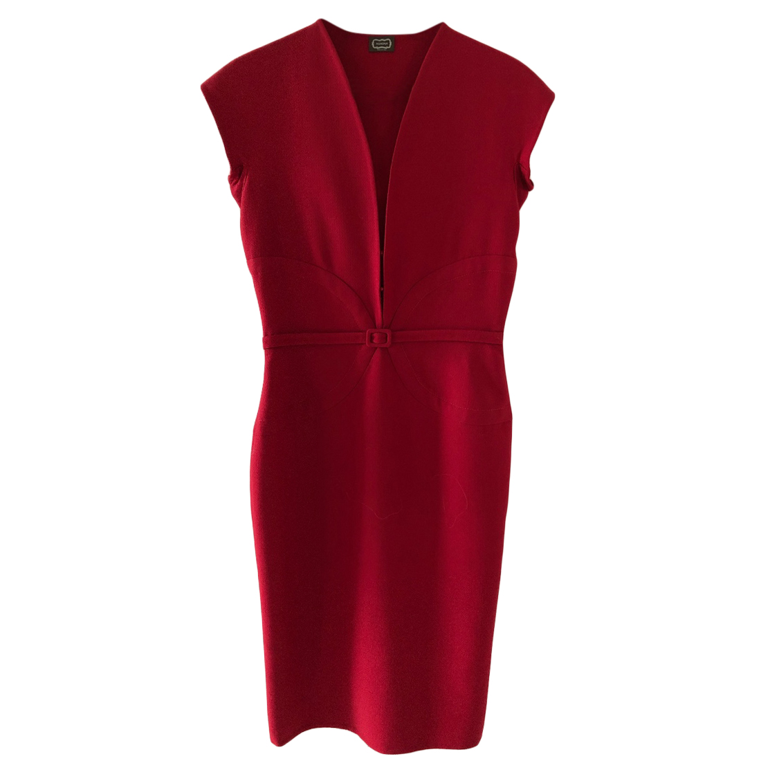 Agnona Virgin Wool Red Fitted Dress Size S