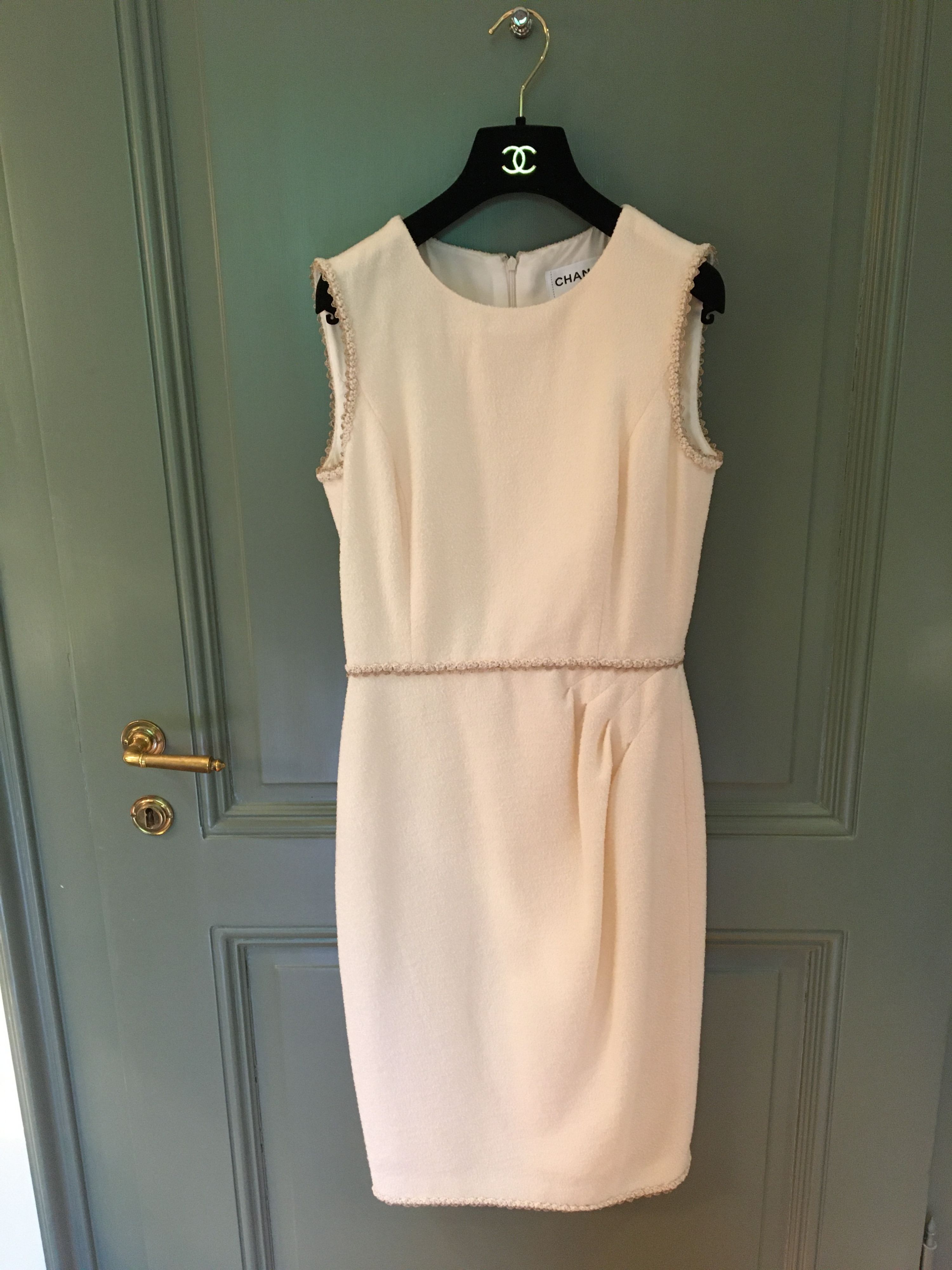 Preowned Chanel Cream Wool Blend Dress Size S wool/mixed