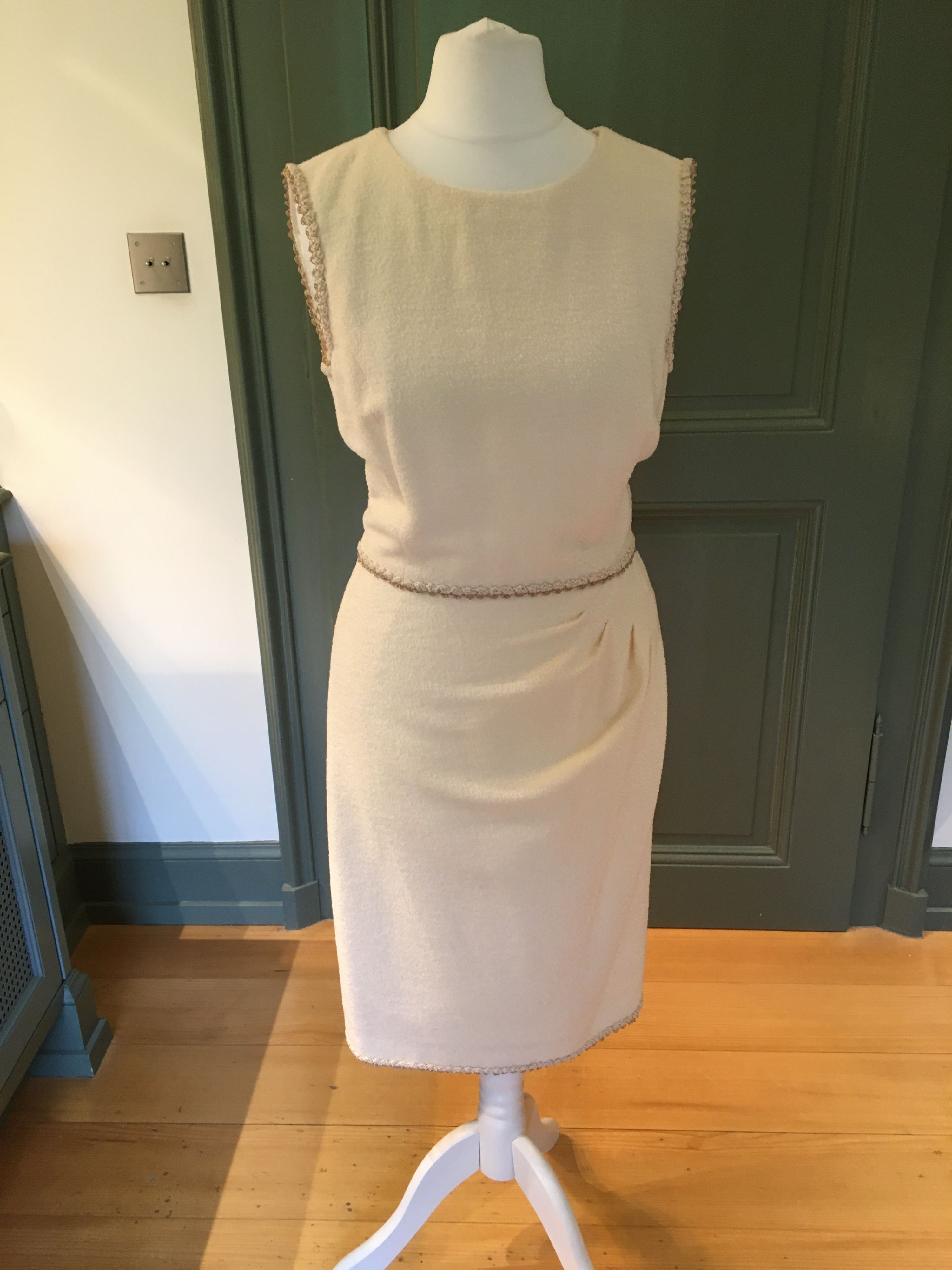 Preowned Chanel Cream Wool Blend Dress Size S wool/mixed