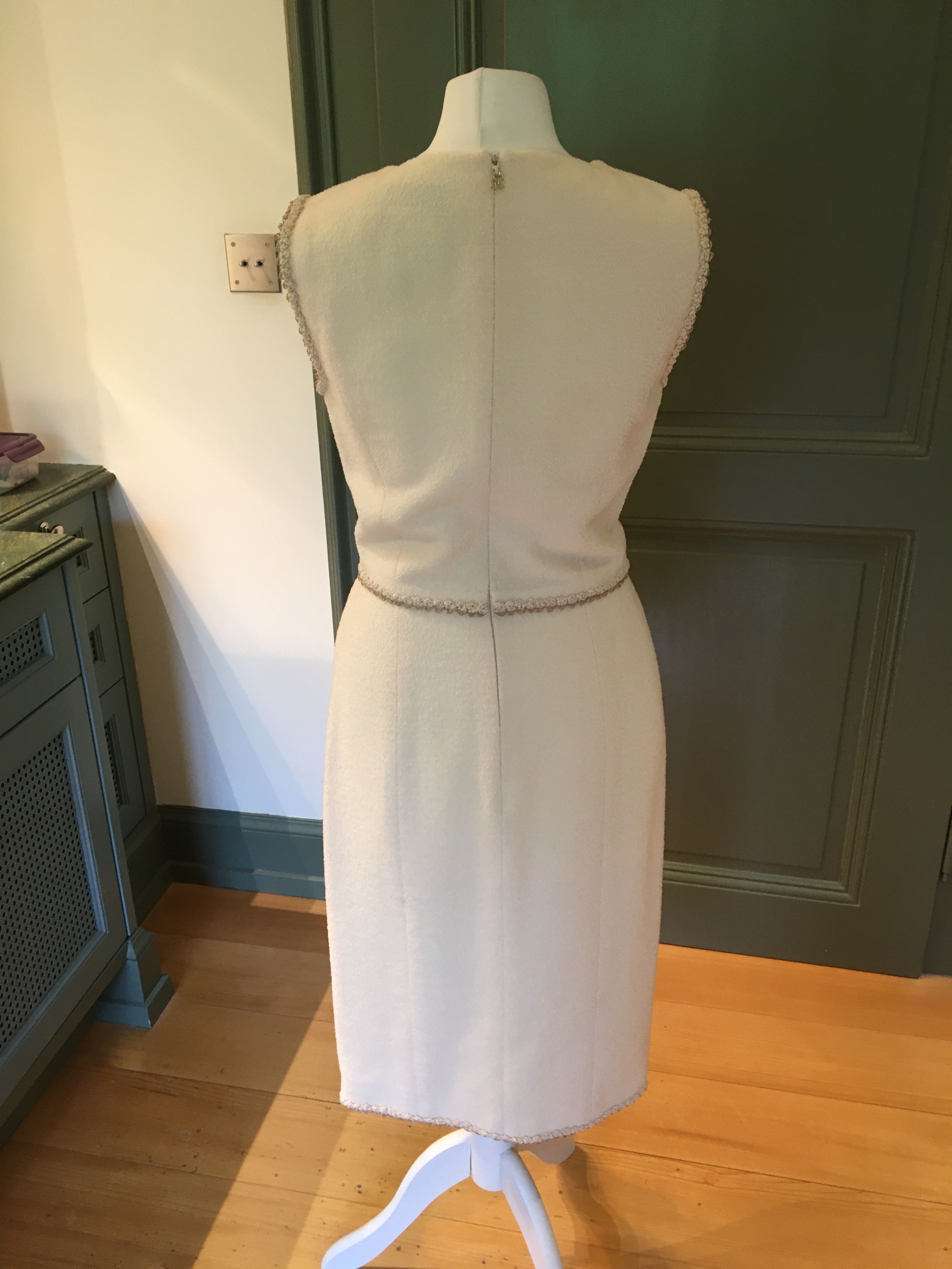 Preowned Chanel Cream Wool Blend Dress Size S wool/mixed