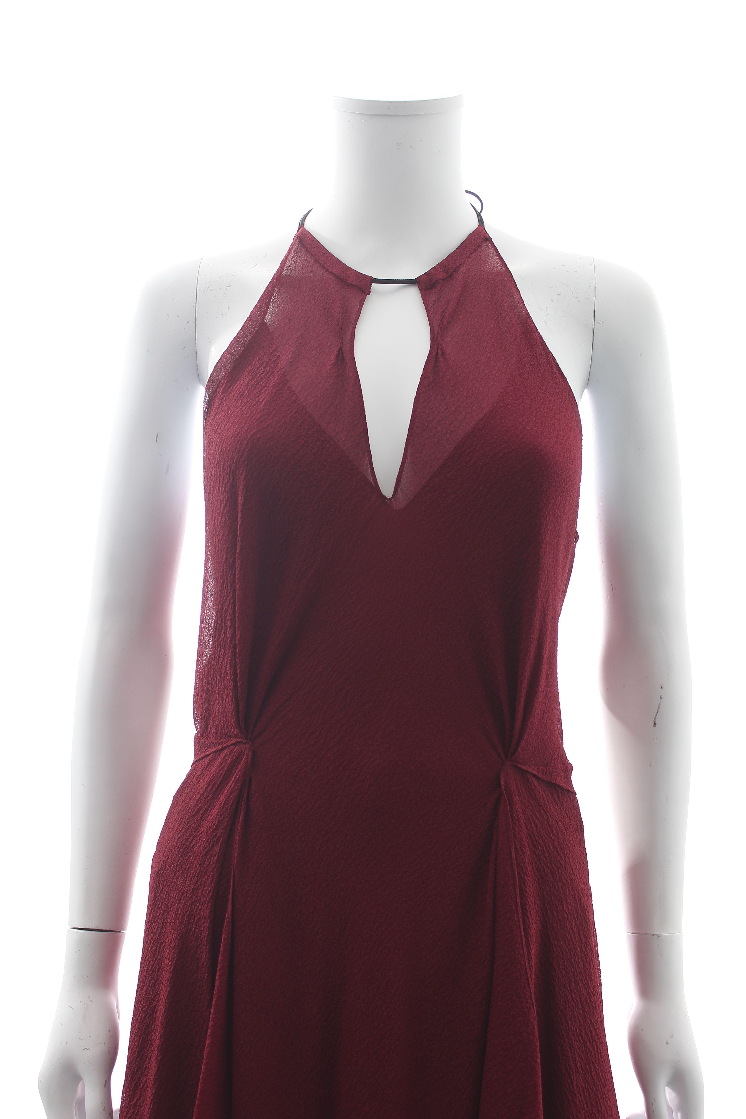 Preowned Roland Mouret Burgundy Risby Hammered Silk Gown Size M