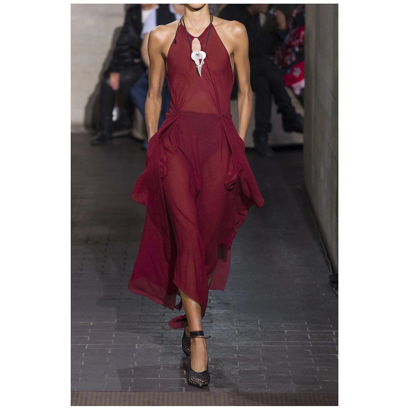 Preowned Roland Mouret Burgundy Risby Hammered Silk Gown Size M