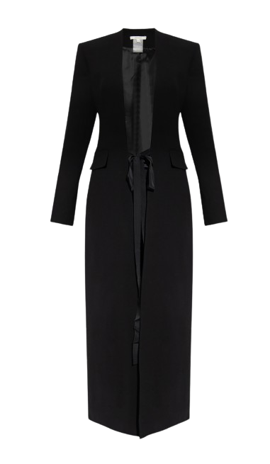 Nensi Dojaka Long Black Wool Tie-detail Coat Size XS