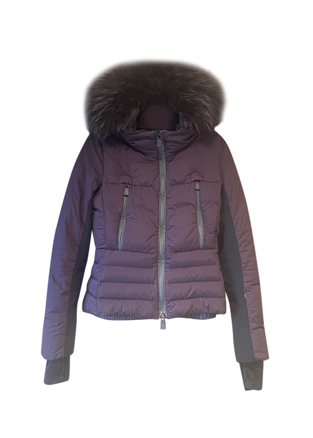 Preowned Moncler Purple Melbreak Puffer Coat Size XS fur