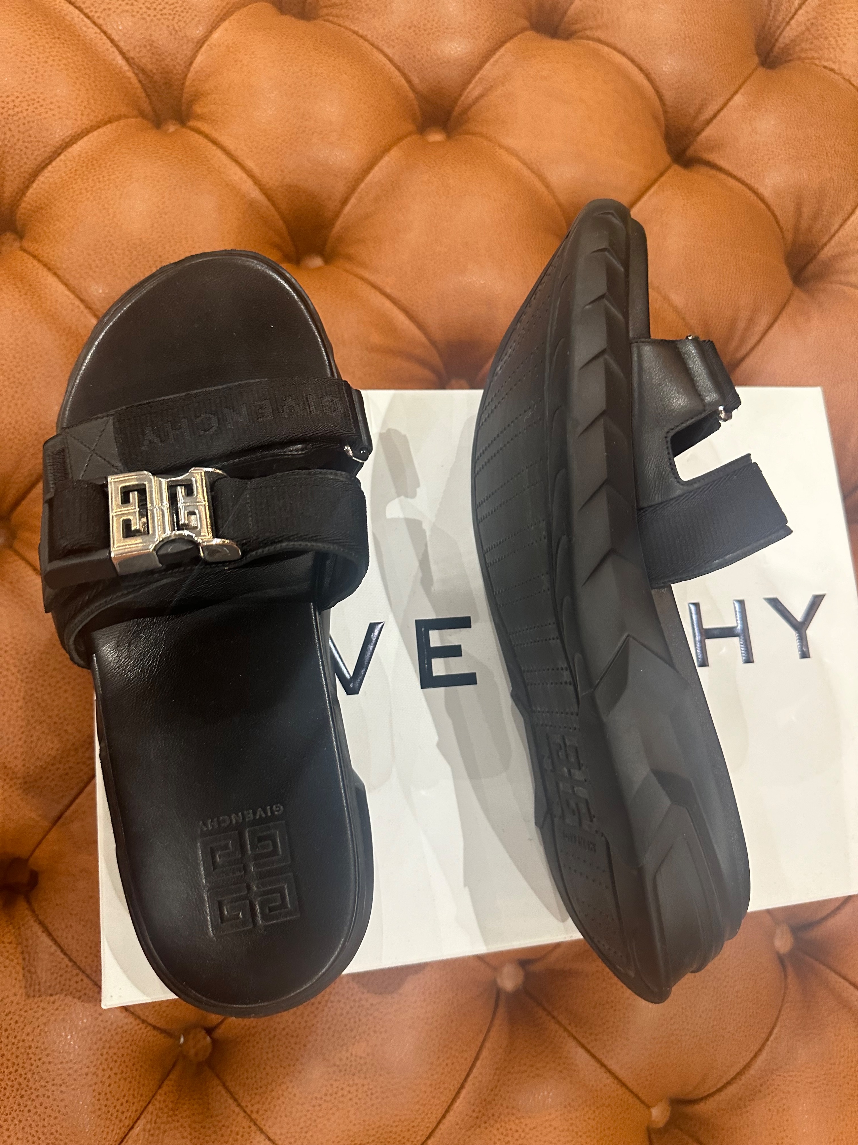 Givenchy Black Leather Marshmallow Sandals Size 41