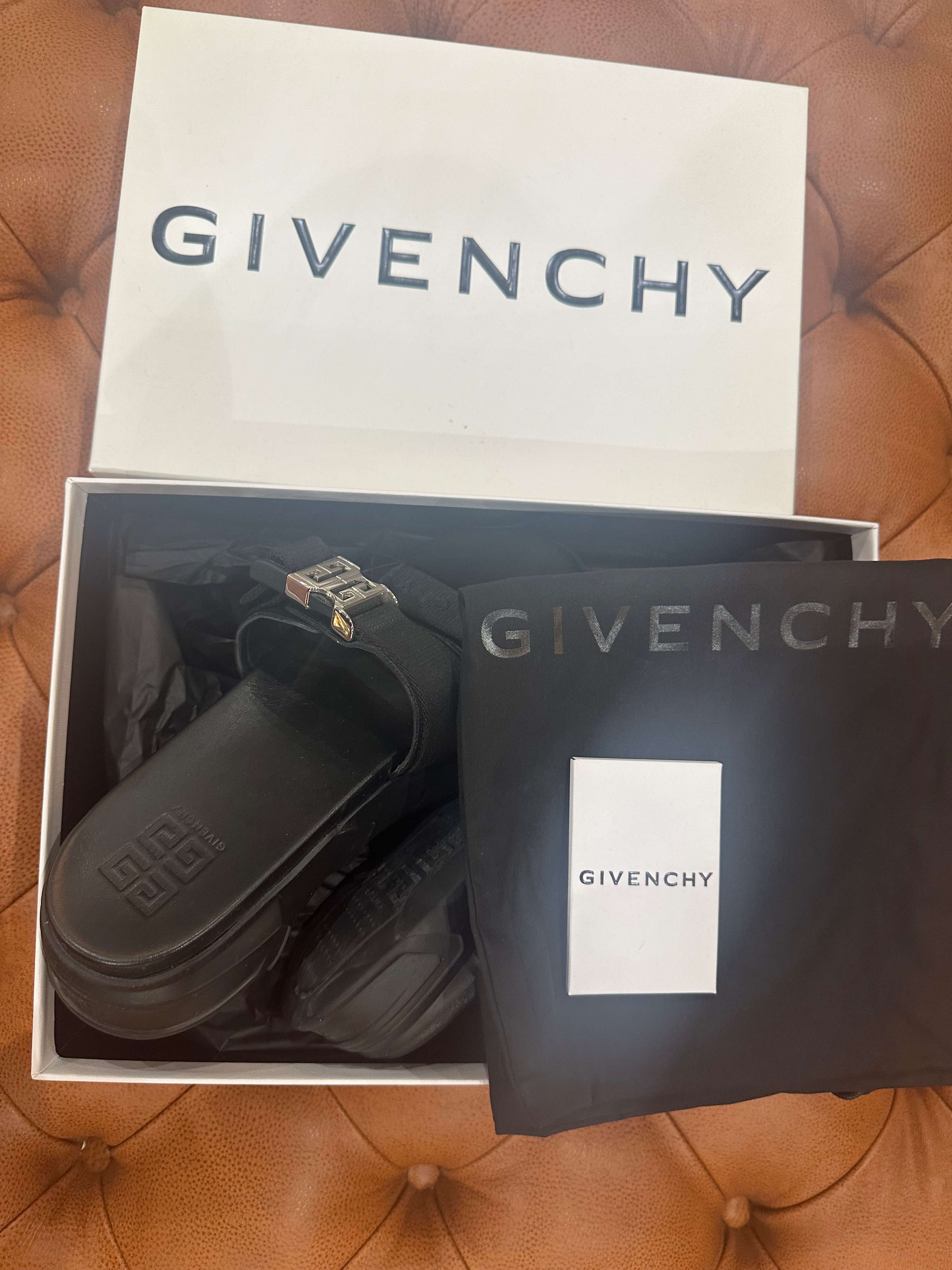 Givenchy Black Leather Marshmallow Sandals Size 41