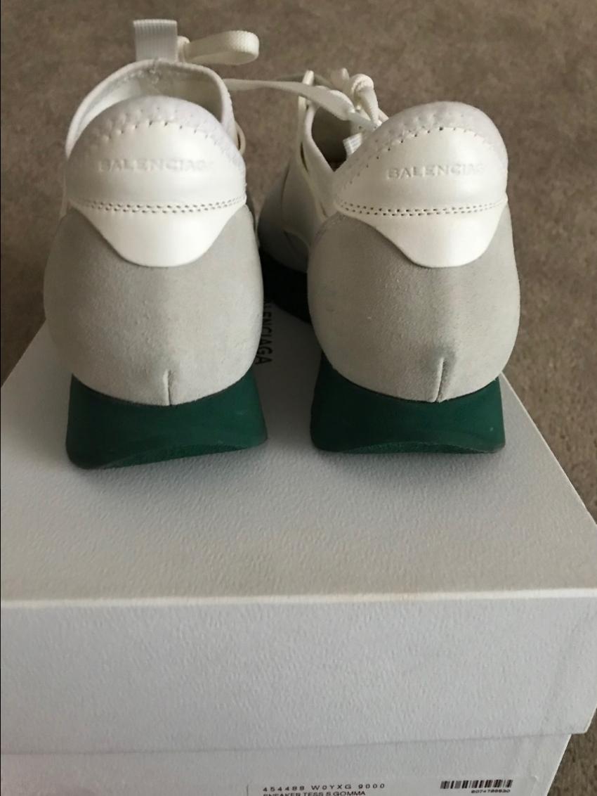 Preowned Balenciaga Race Runners  Current Season Size 39 White leather